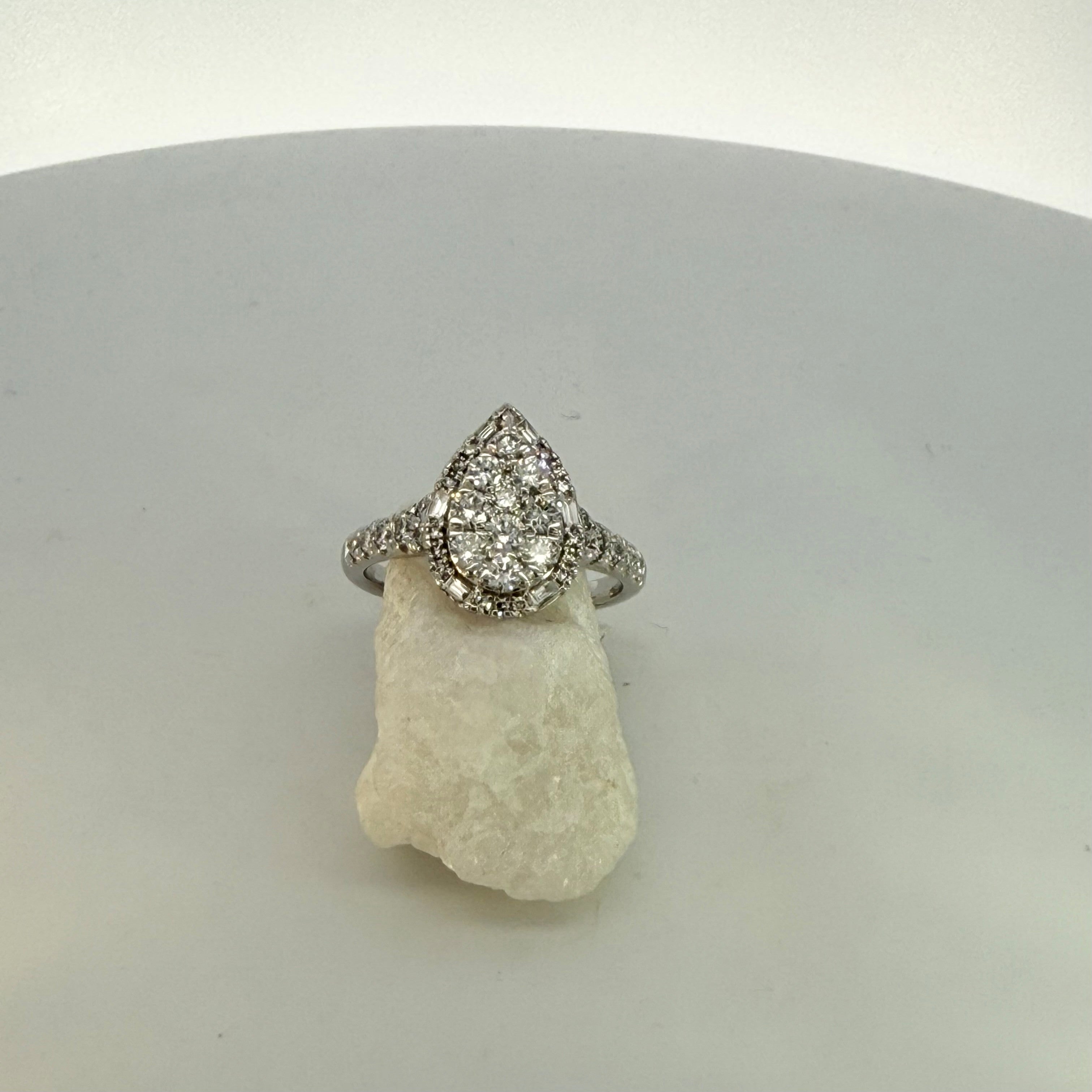 Natural Mined Diamond Micro Set Pear Shaped Dress Ring
