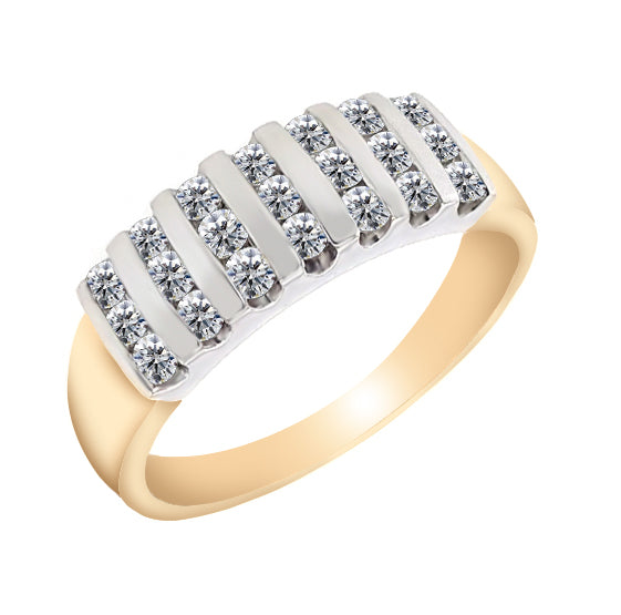 9ct Yellow & White Gold Natural Mined Diamond Ring 0.51ct