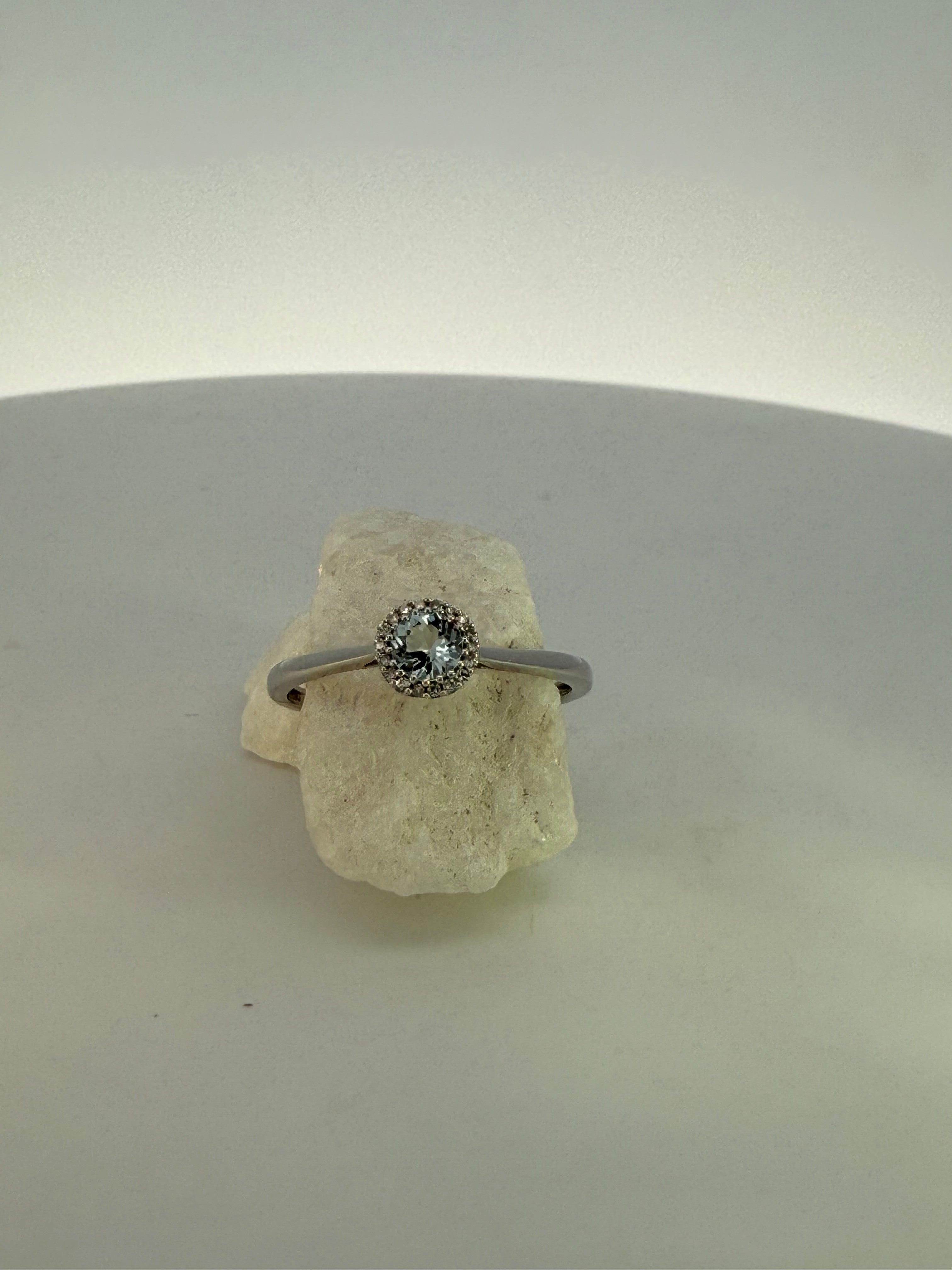 Aquamarine & Natural Mined Diamond Dress Ring