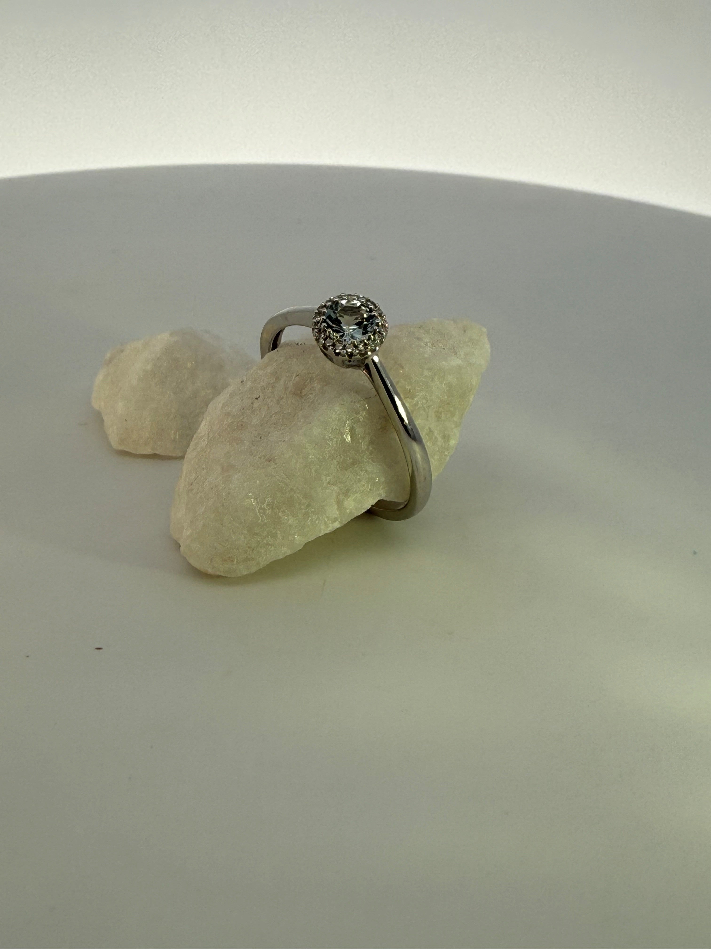 Aquamarine & Natural Mined Diamond Dress Ring