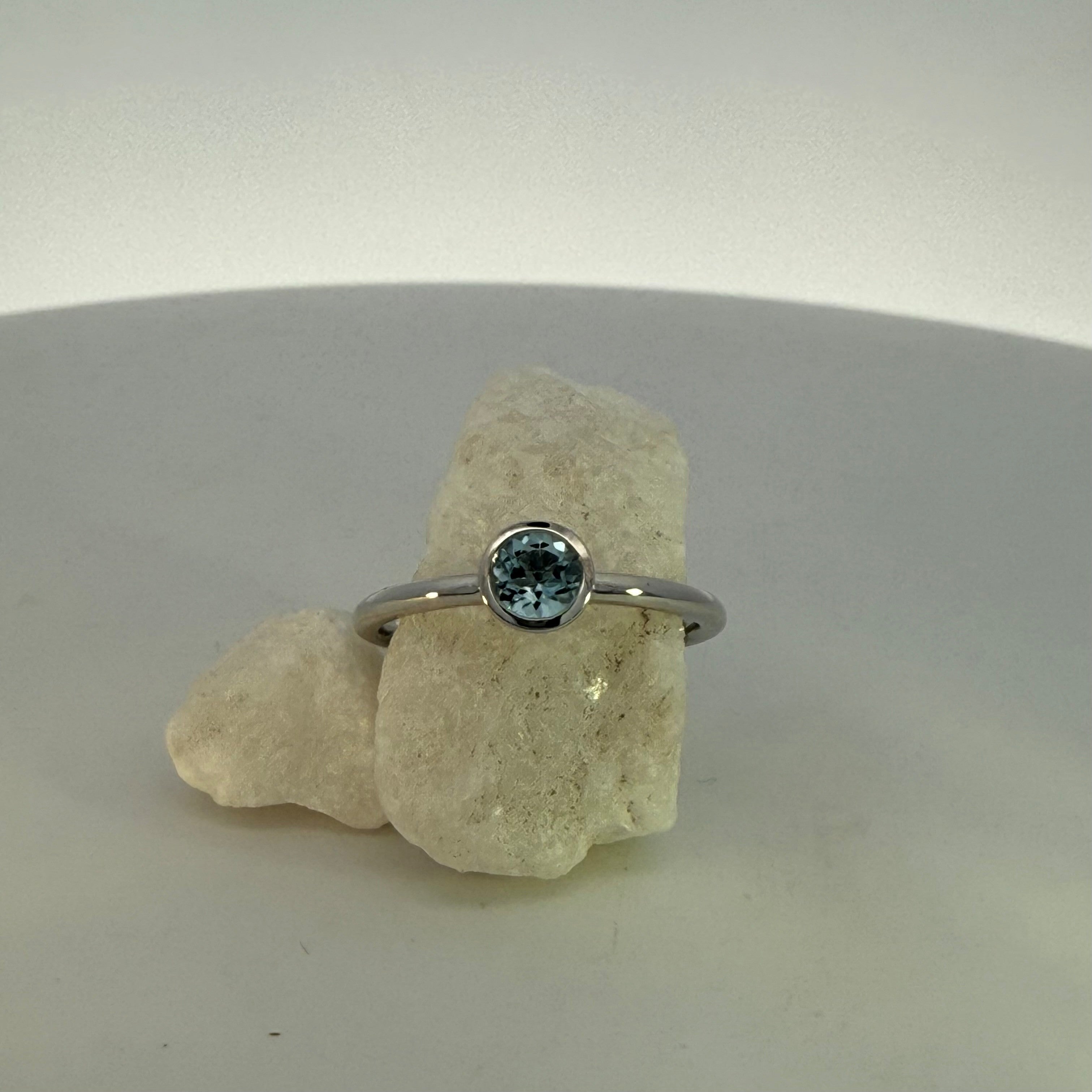 Aquamarine Bezel Set Dress Ring