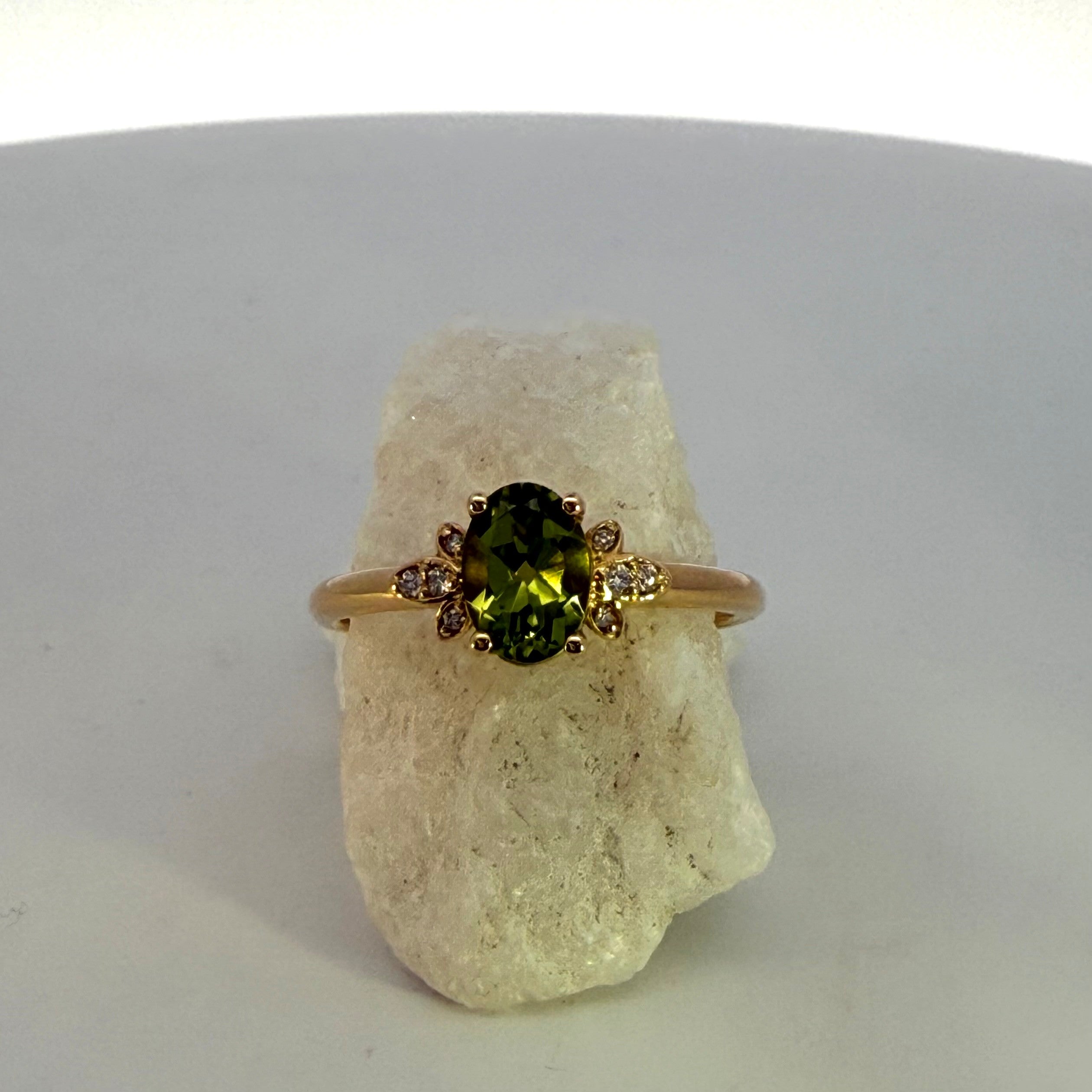Peridot & Natural Mined Diamond Dress Ring