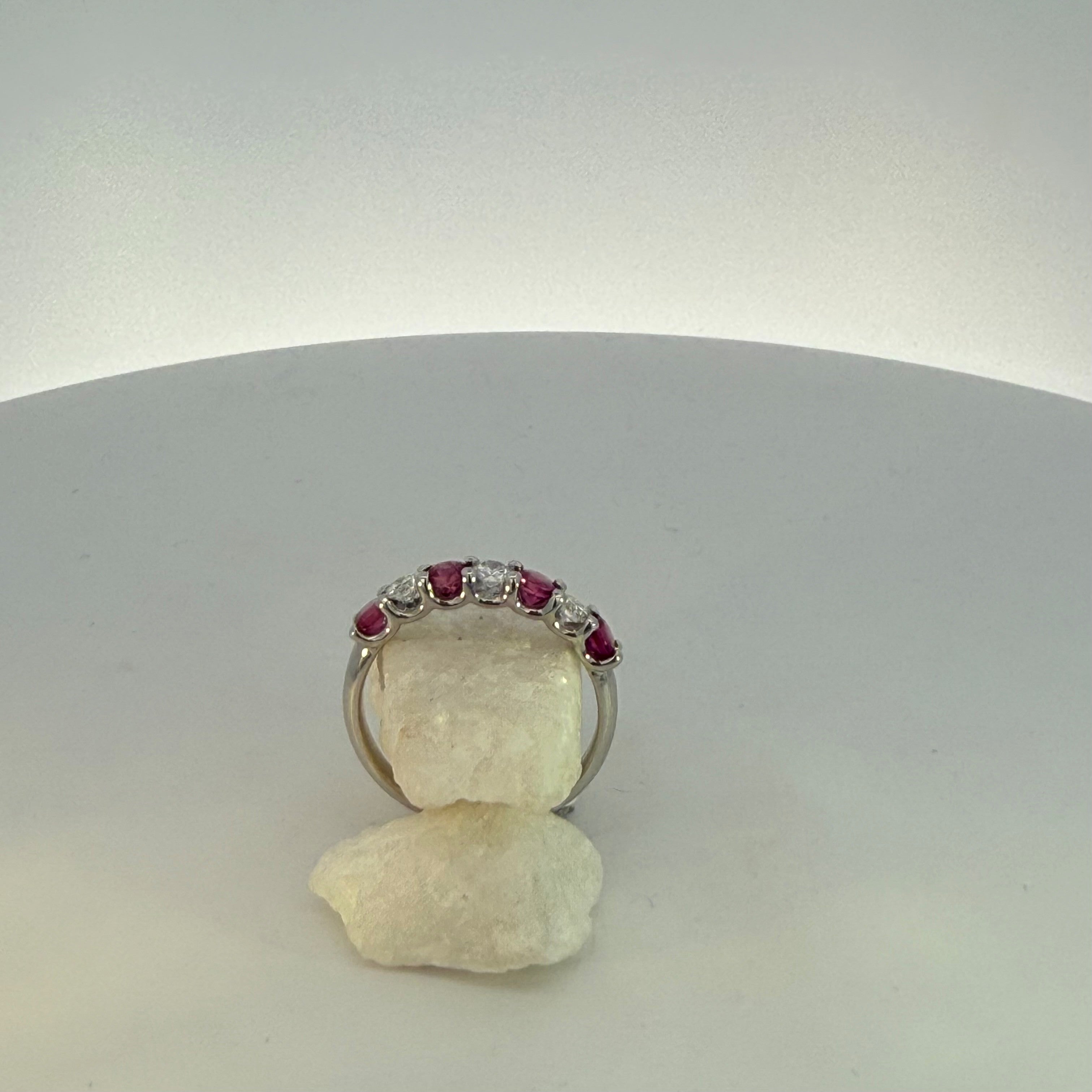 Pink Sapphire and Lab Grown Diamond Ring