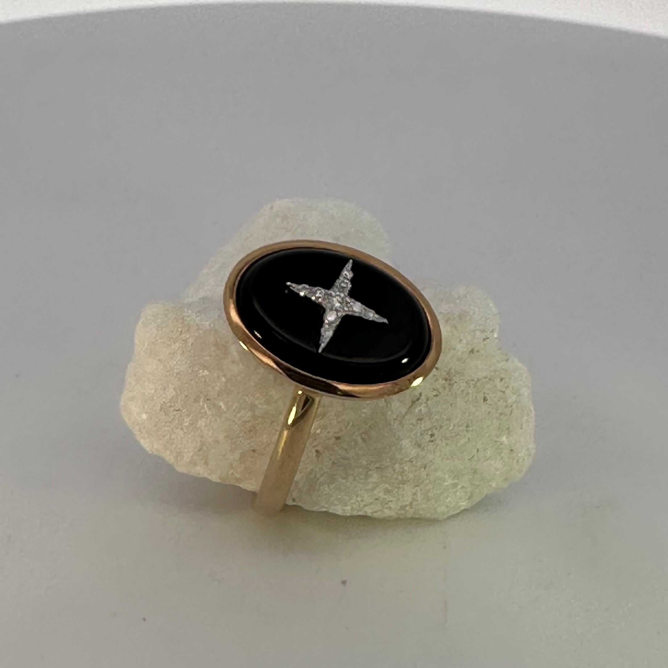 Black Onyx & Natural Mined Diamond Vintage Ring
