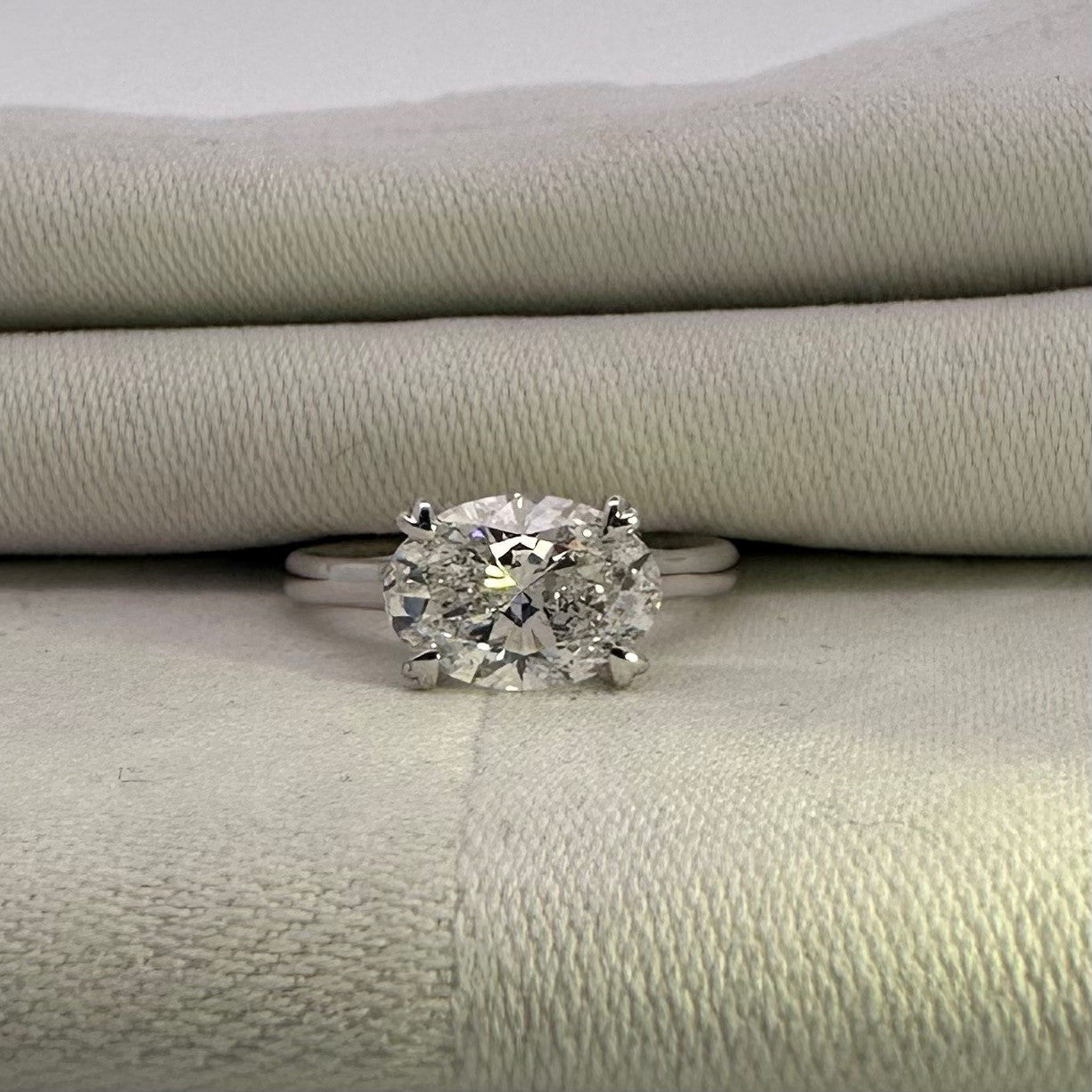 3ct Oval Brilliant Cut Lab Grown Diamond Ring in 18ct White Gold