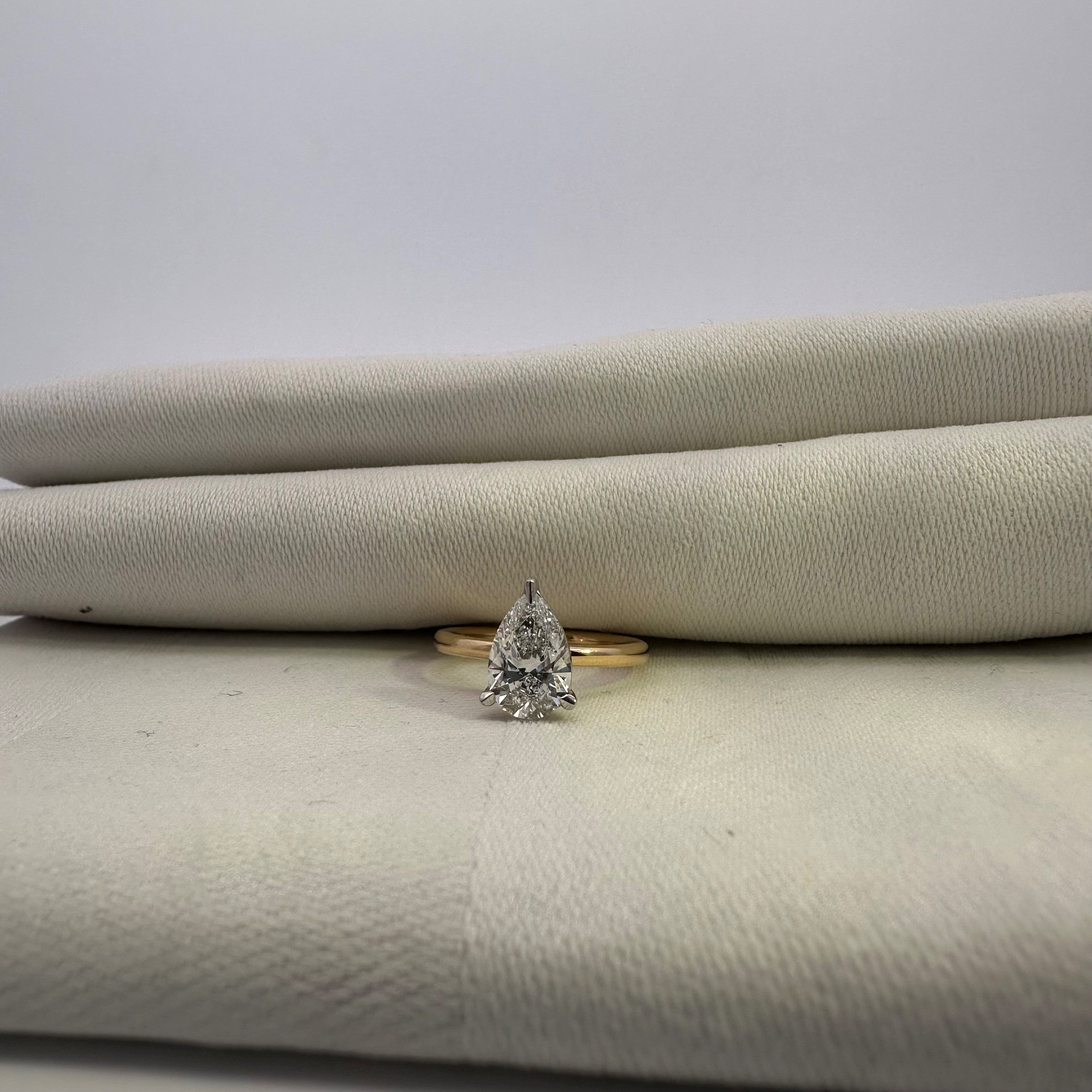 2.02ct Pear Cut Lab Diamond Ring in 18ct Yellow and White Gold