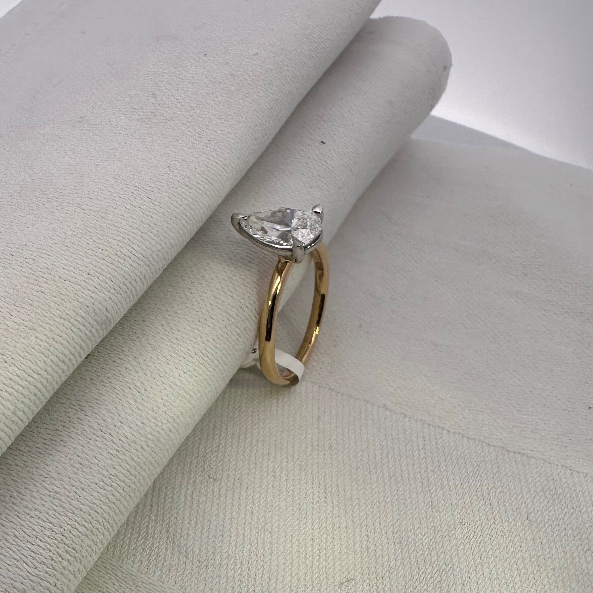 2.02ct Pear Cut Lab Diamond Ring in 18ct Yellow and White Gold