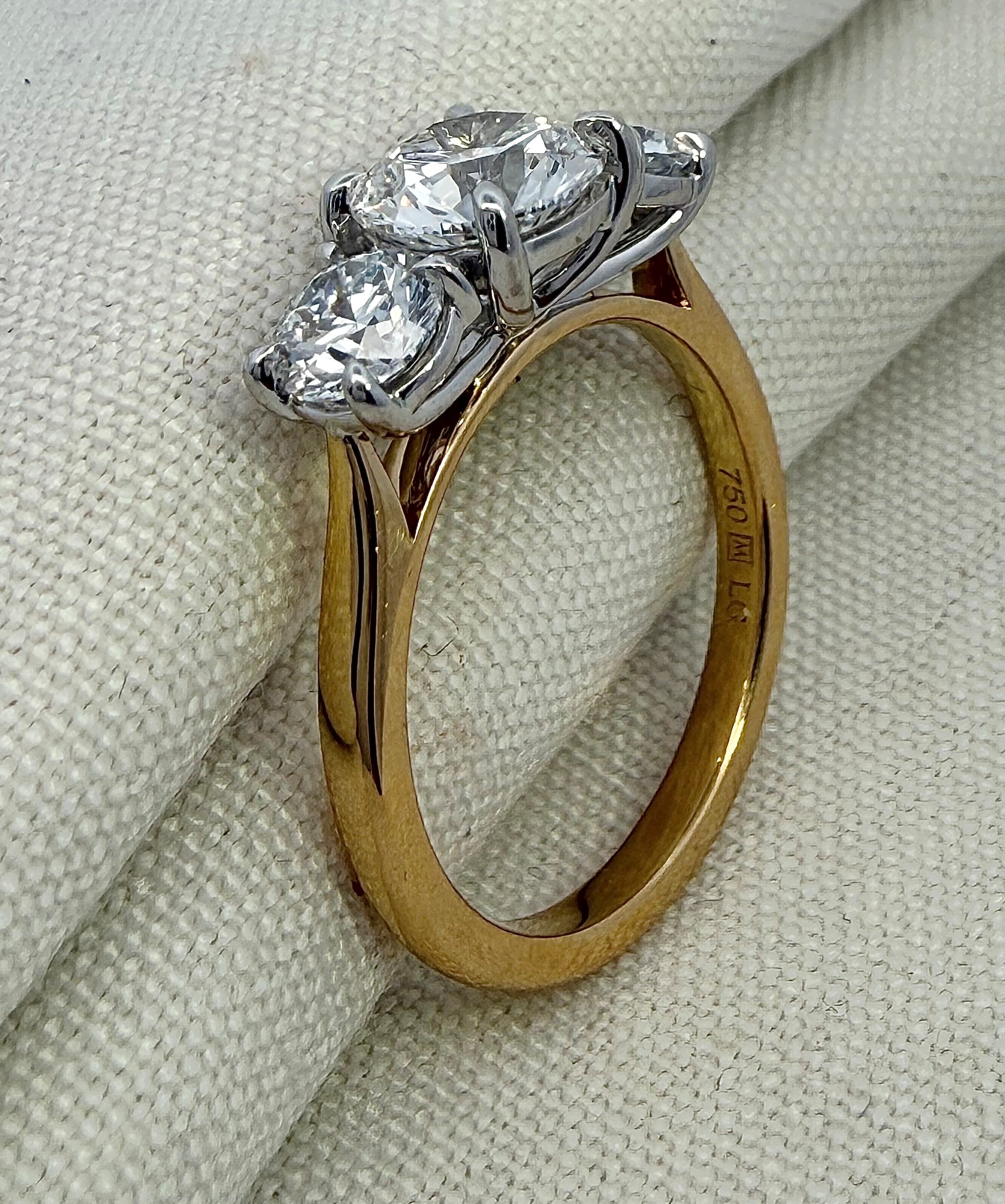 2.50ct Round Brilliant Cut Lab Diamond Trilogy Ring in 18ct Yellow Gold
