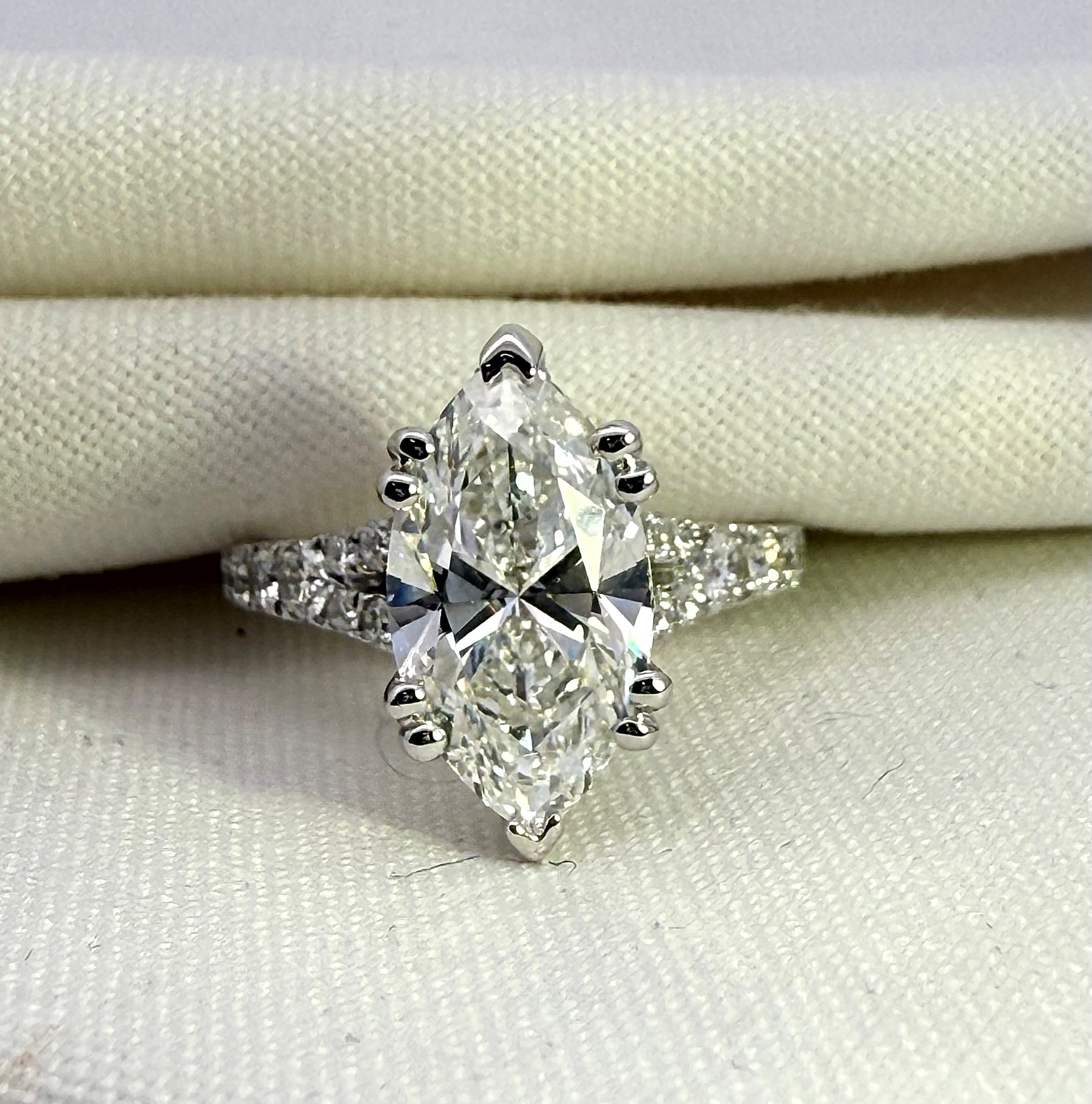 3.0ct Marquise Cut Lab Diamond in 14ct White Gold