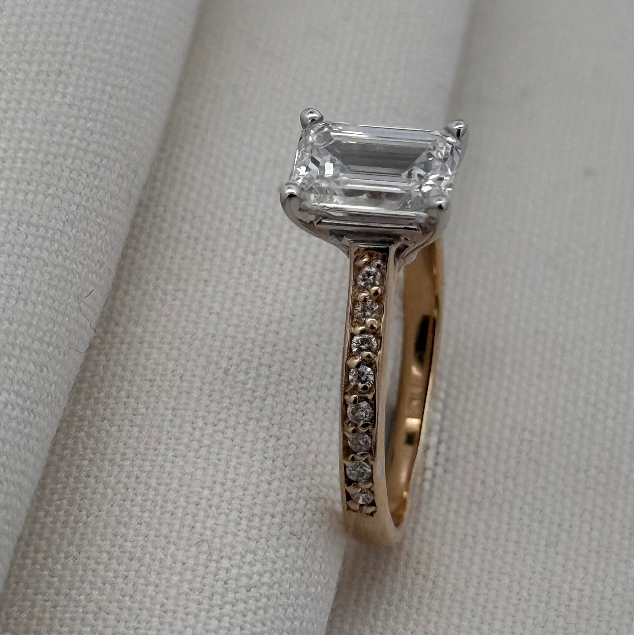 1.53ct Emerald Cut Lab Diamond Ring in 2 Tone 9ct Gold