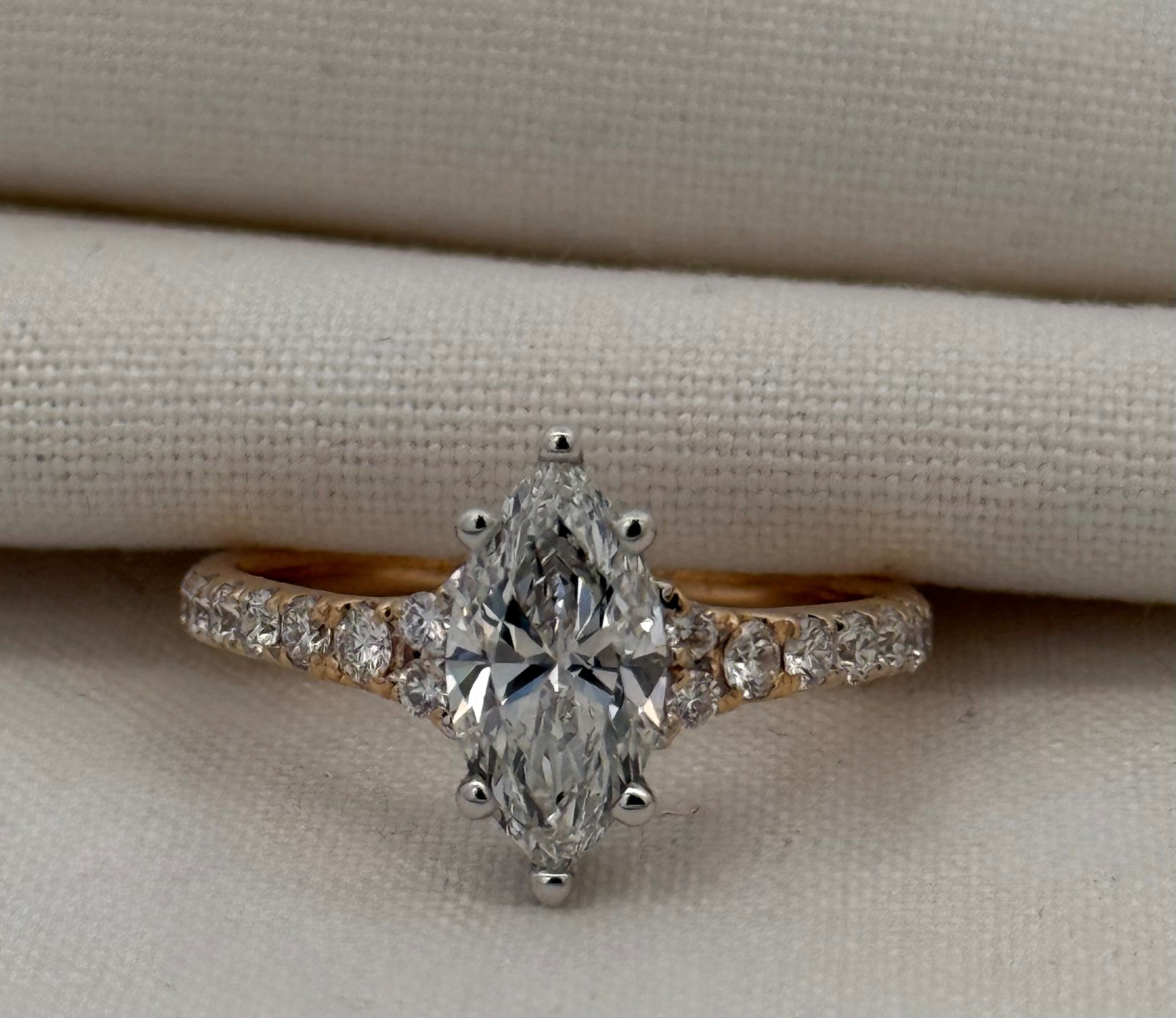 1.50ct Marquise Cut Lab Diamond Ring in 18ct Yellow and White Gold