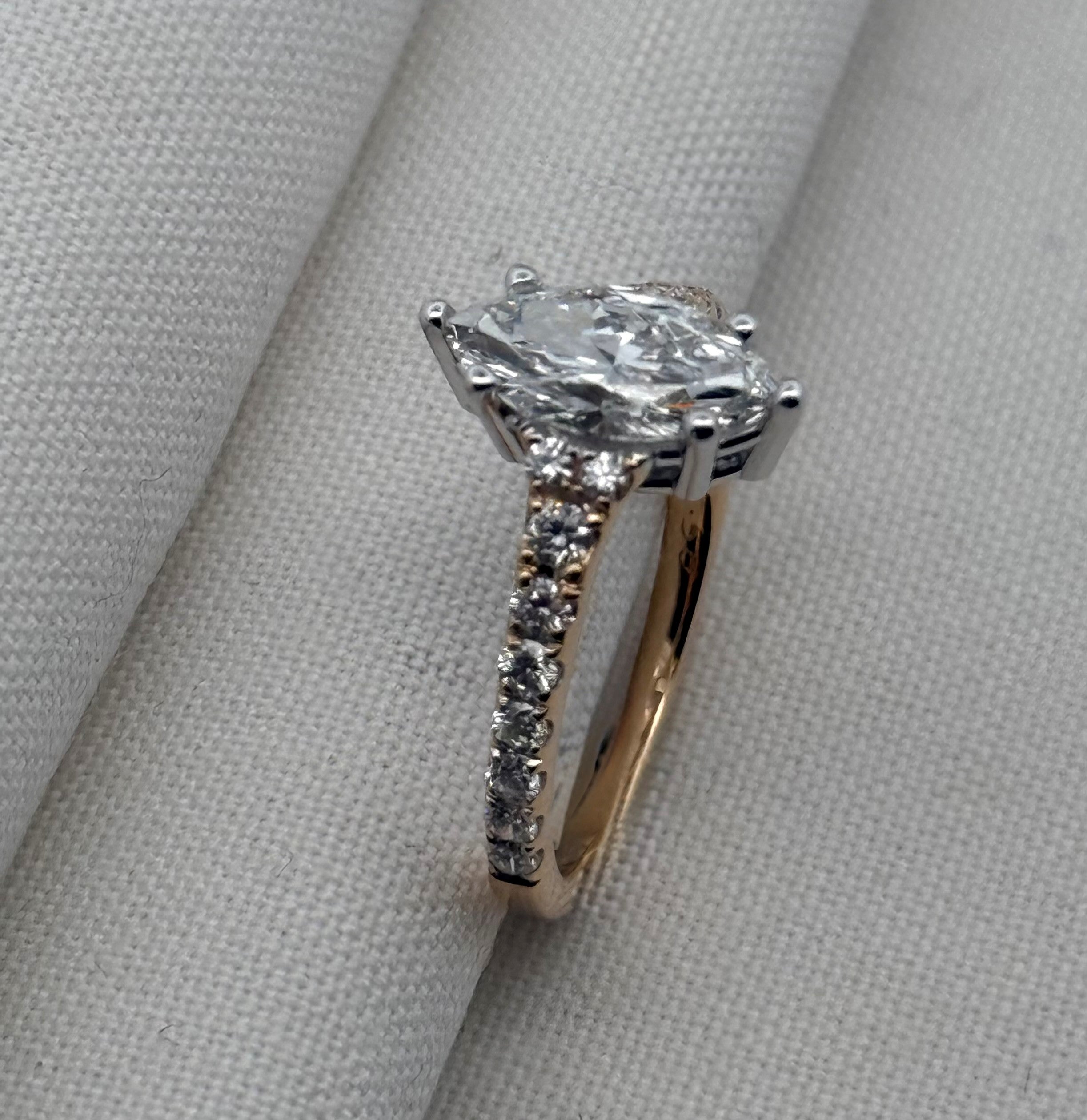 1.50ct Marquise Cut Lab Diamond Ring in 18ct Yellow and White Gold