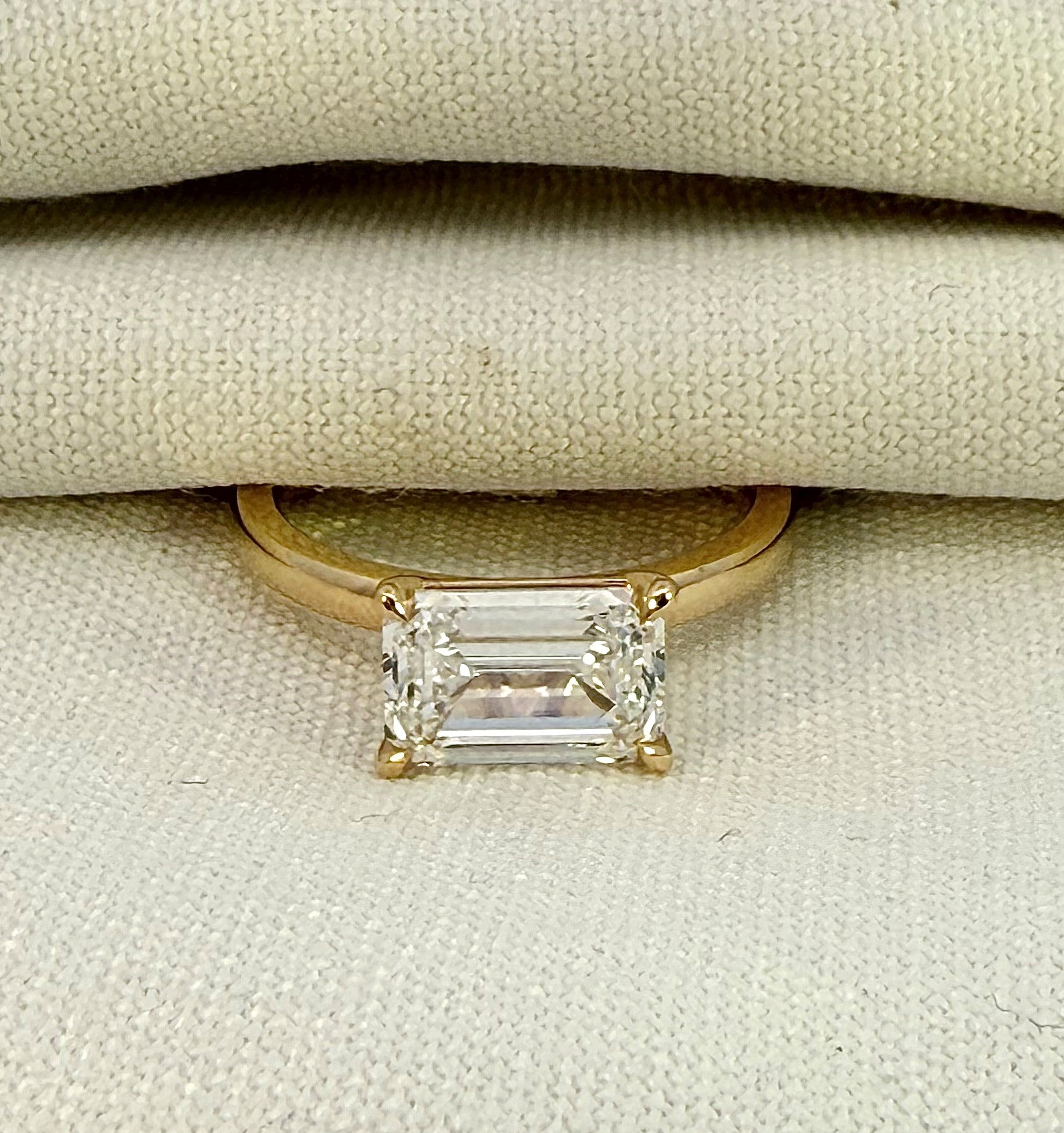 1.90ct Emerald Cut Lab Diamond Ring in 18ct Yellow Gold