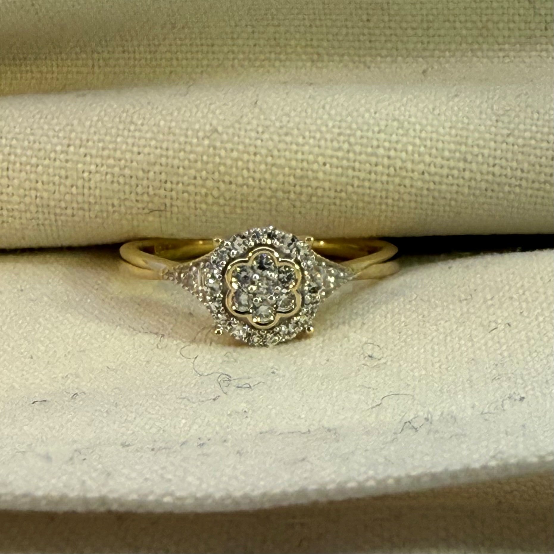 Lab Grown Diamond Micro Cluster Ring in 10ct Two-Tone Gold