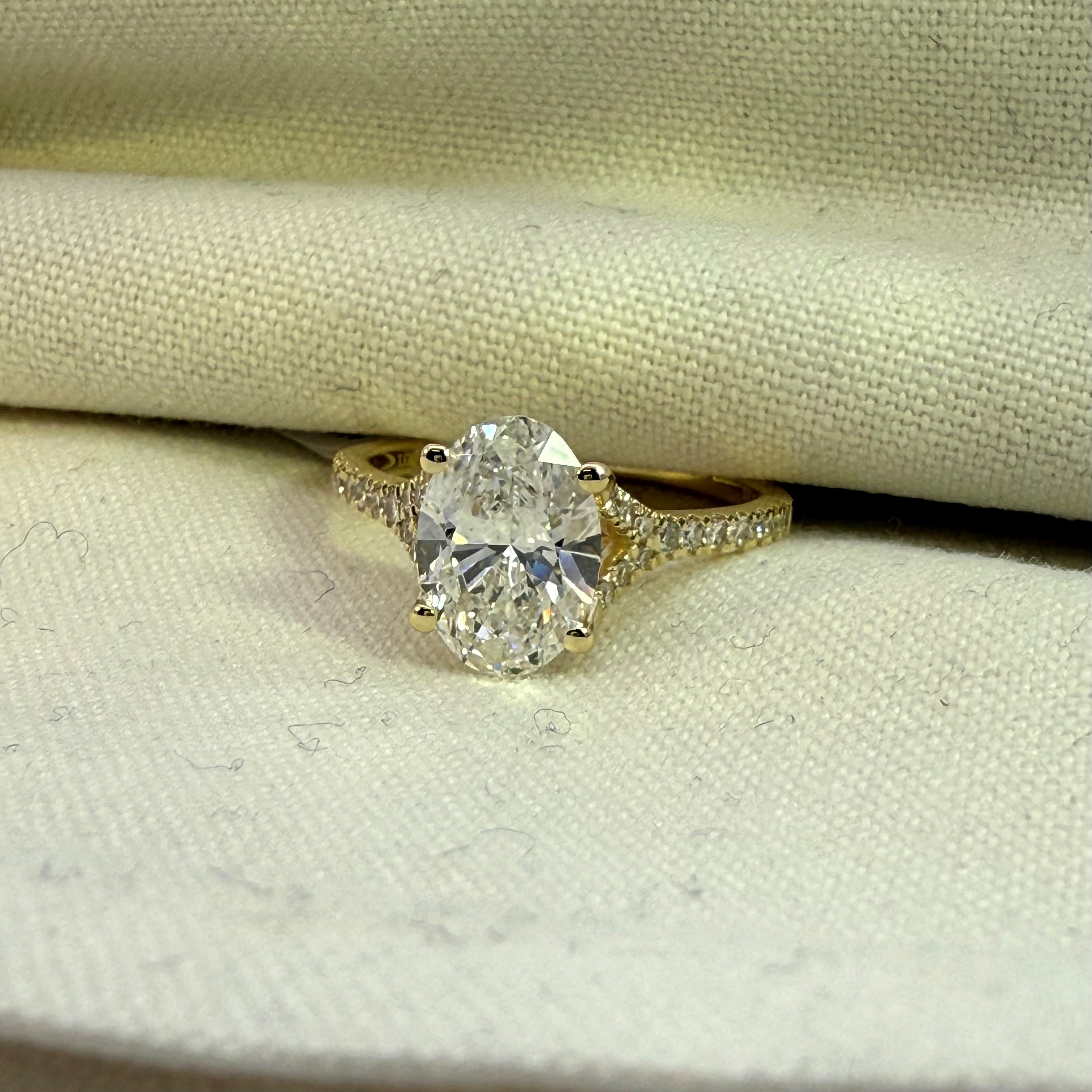 2.0ct Oval Brilliant Cut Lab Grown Diamond Ring in 10ct Yellow Gold