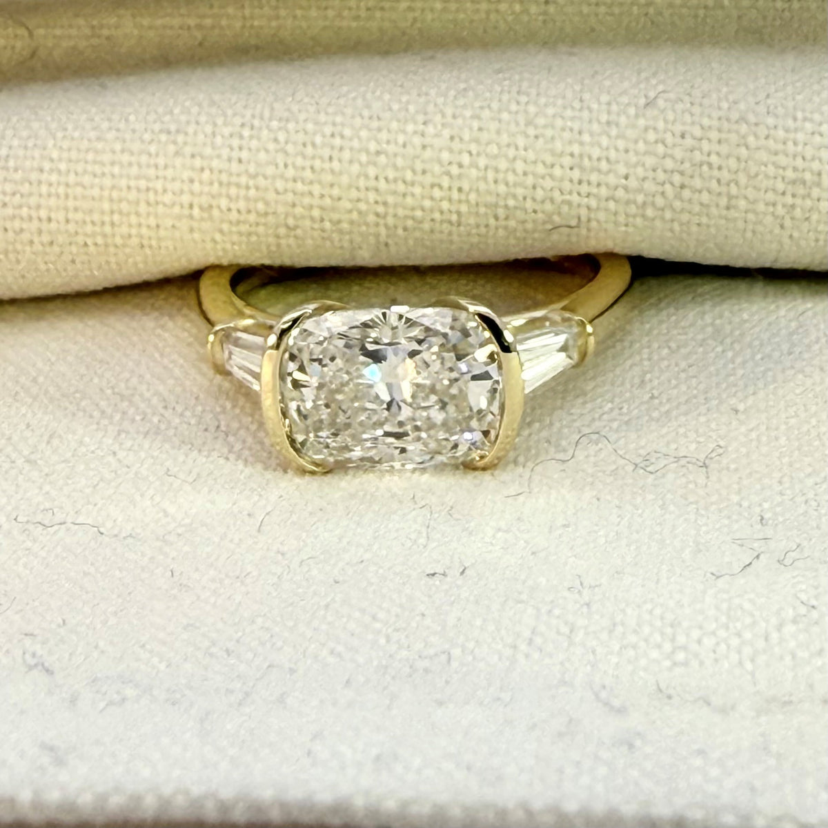 2.10ct Cushion Cut Lab Grown Diamond Ring in 9ct Yellow Gold
