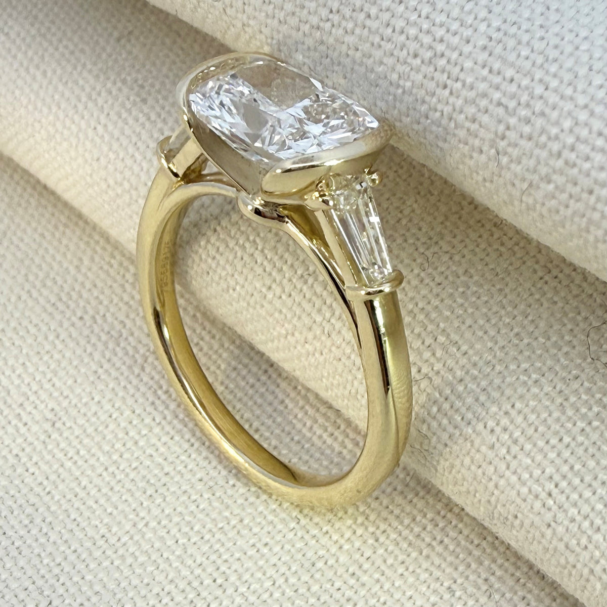 2.10ct Cushion Cut Lab Grown Diamond Ring in 9ct Yellow Gold