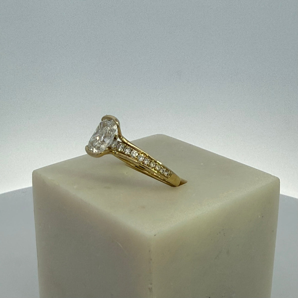 2.10ct Cushion Cut Lab Grown Diamond Ring in 9ct Yellow Gold