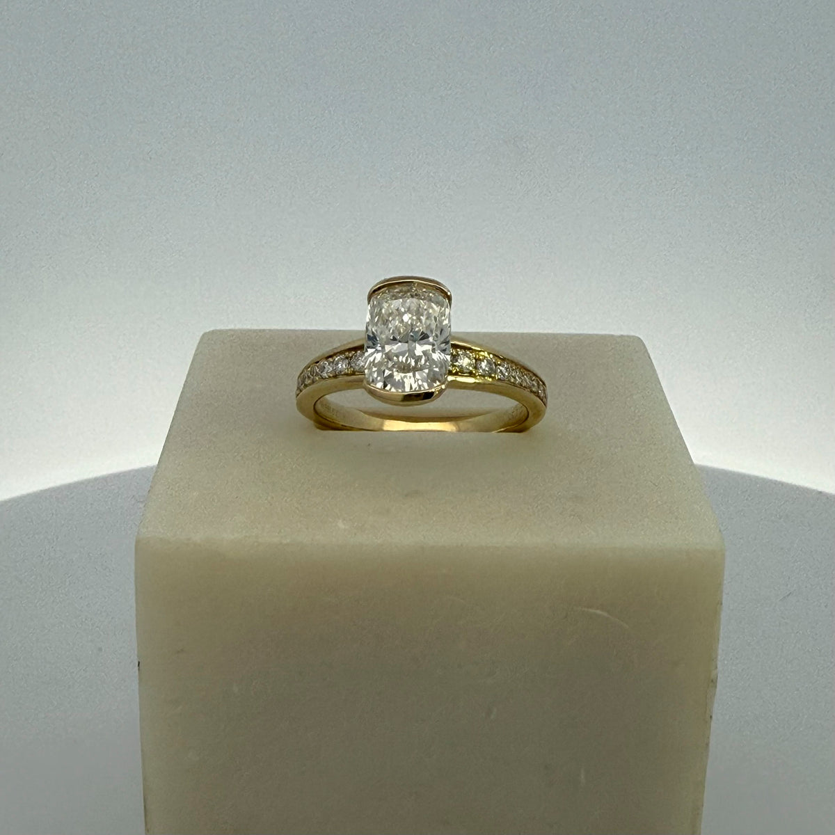 2.10ct Cushion Cut Lab Grown Diamond Ring in 9ct Yellow Gold