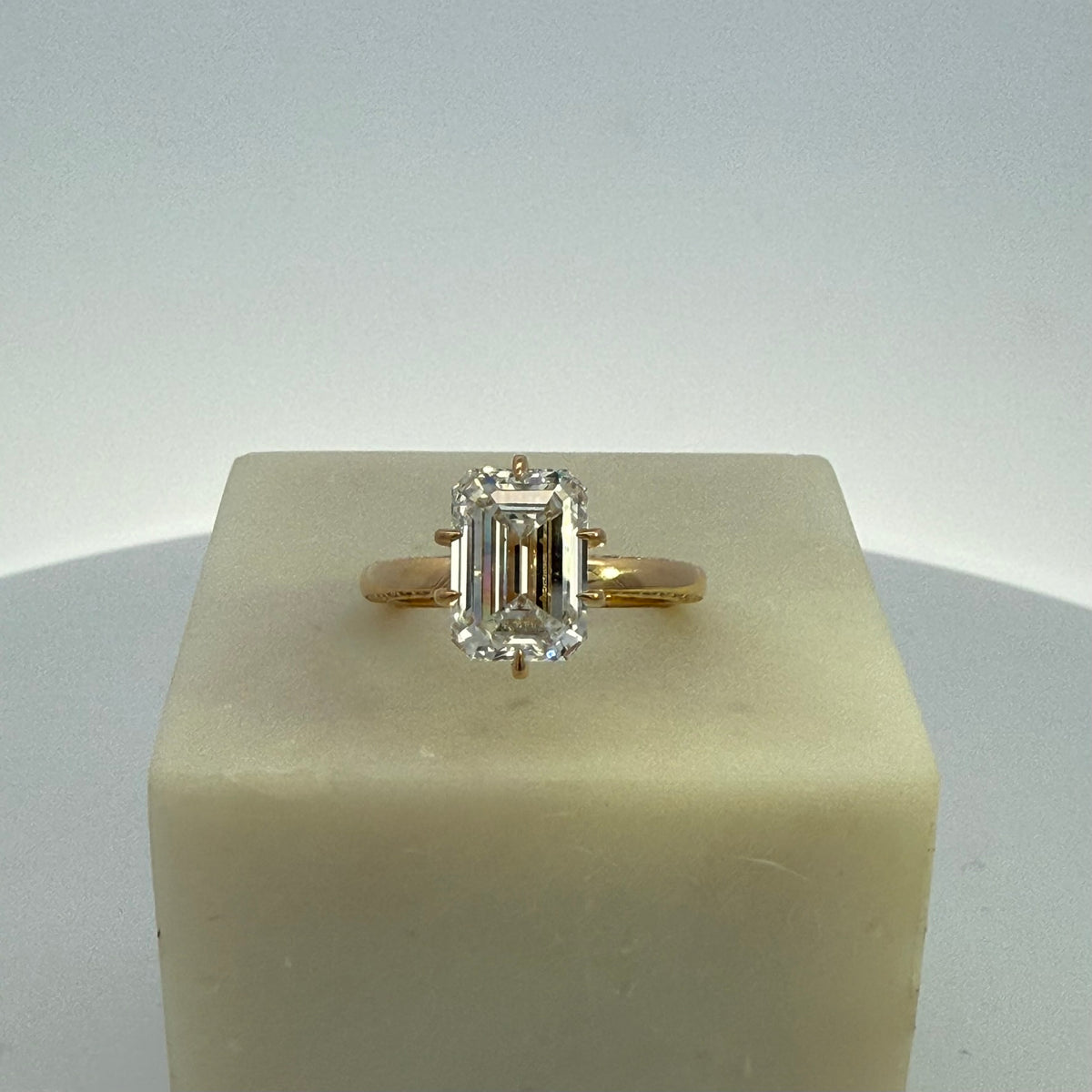 4.01ct Emerald Cut Lab Grown Diamond Ring in 18ct Yellow Gold