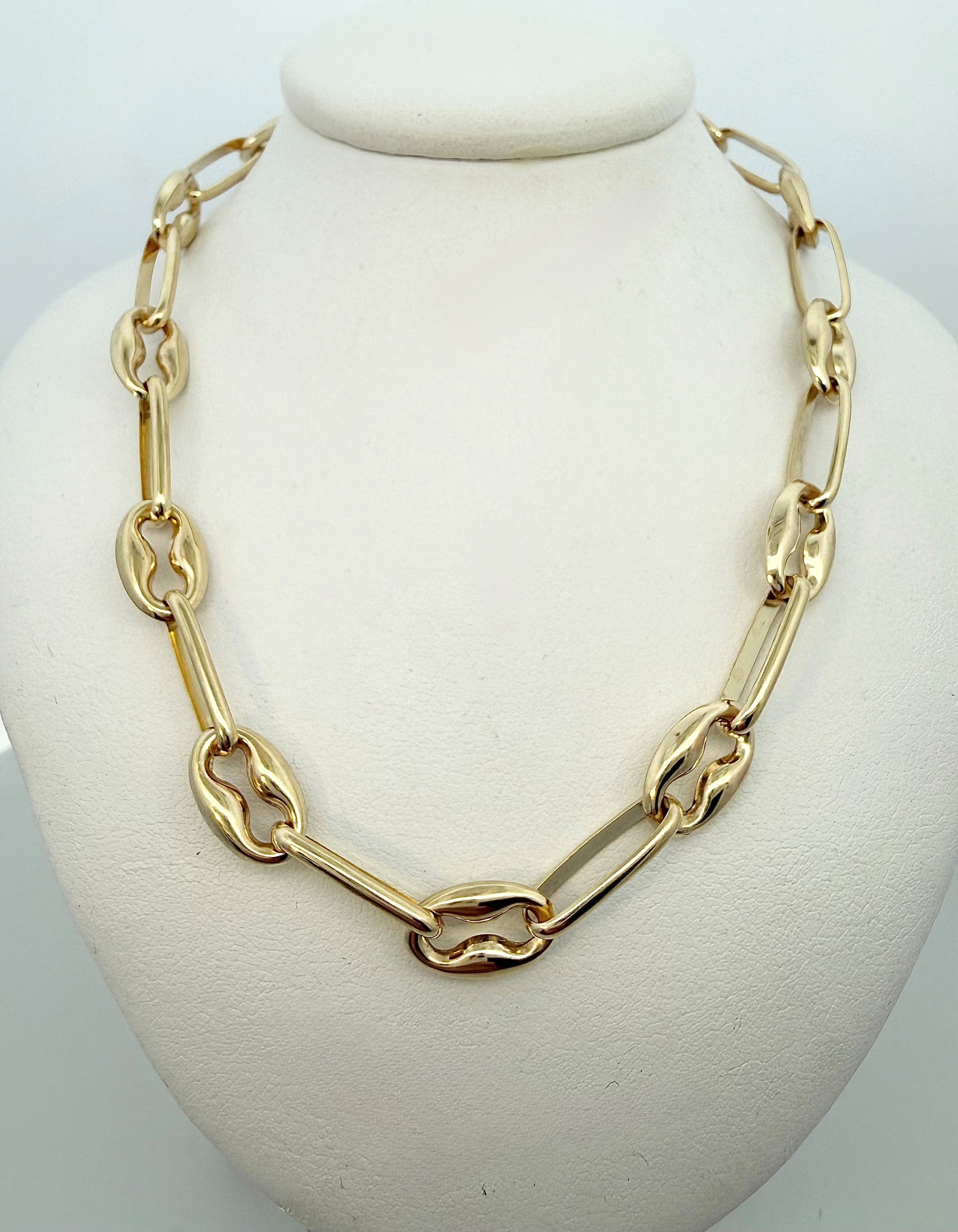 9ct Yellow Gold Chain Necklace in Gucci & Paperclip 53cm