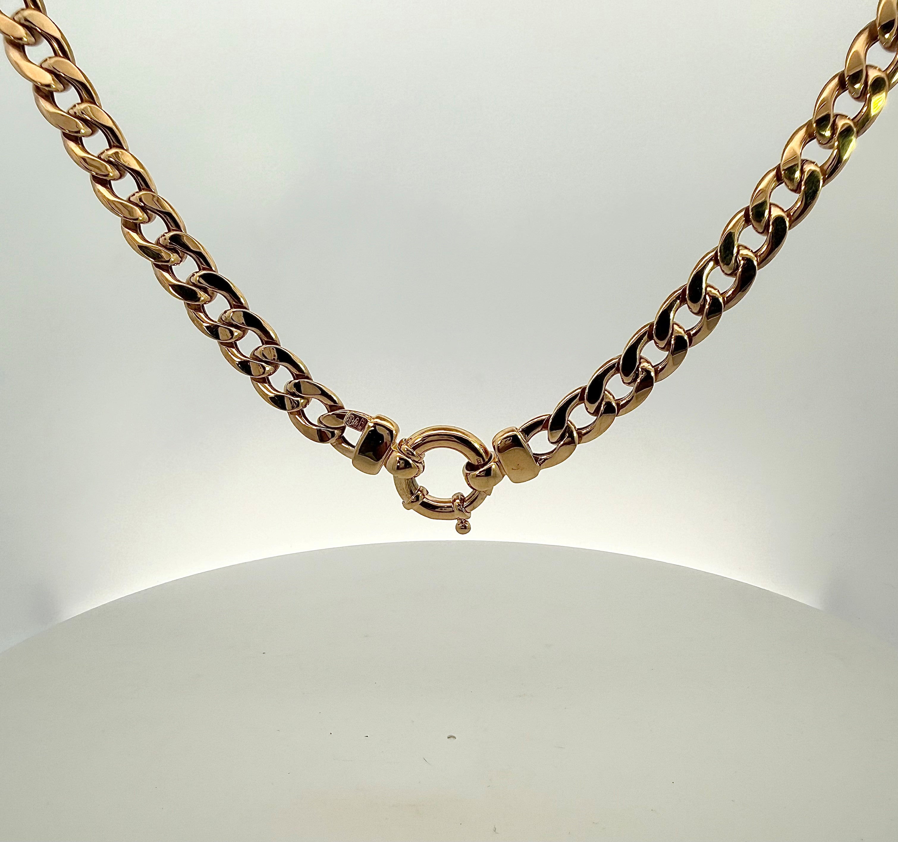 9ct Yellow Gold Chain Necklace in Grumetta Link 50cm