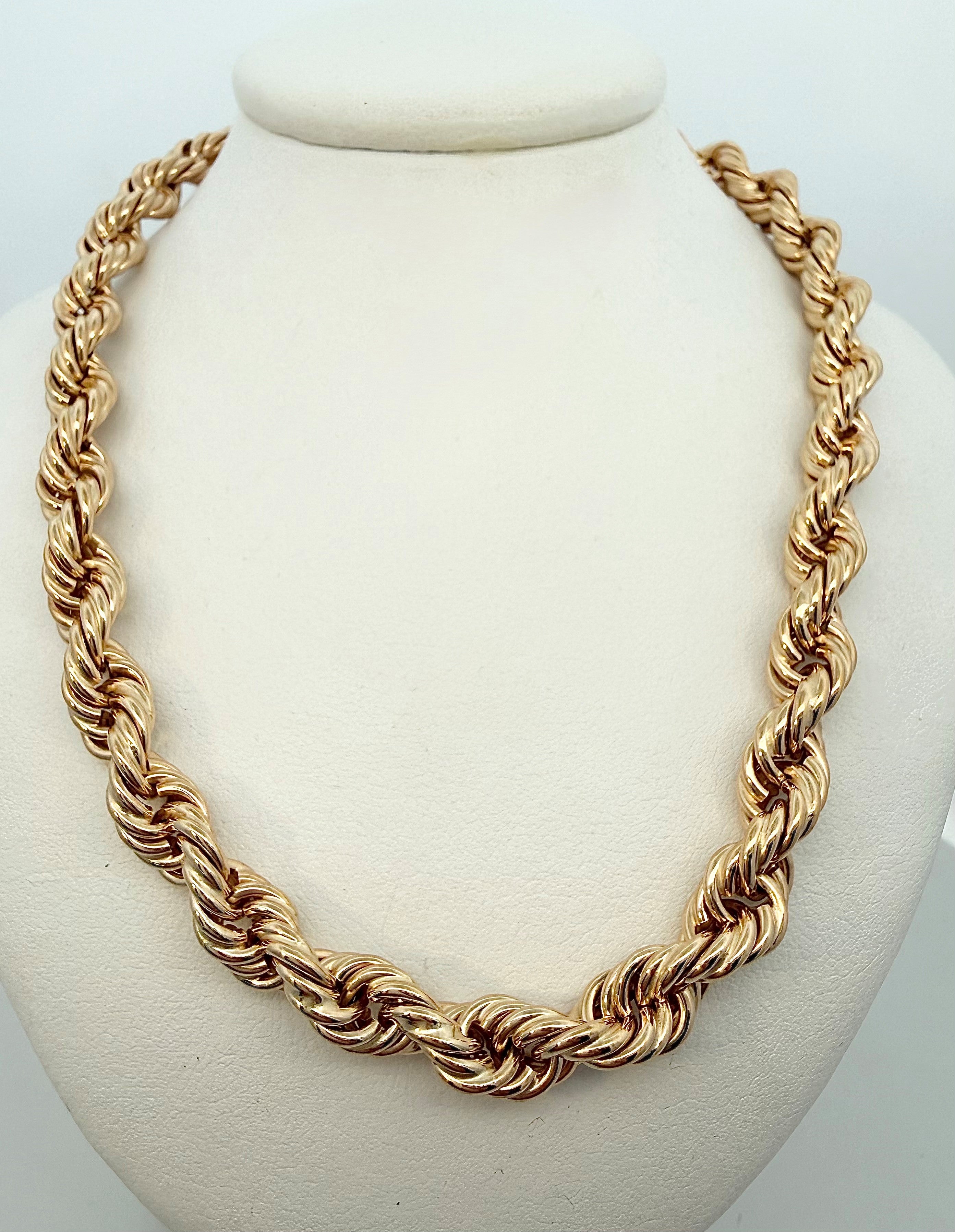 9ct Yellow Gold Rope Chain Necklace 50cm