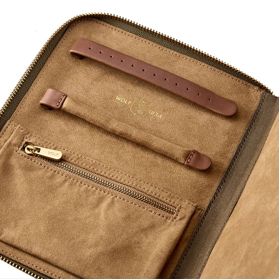 Wolf Ida Travel Zip Jewellery Portfolio Khaki