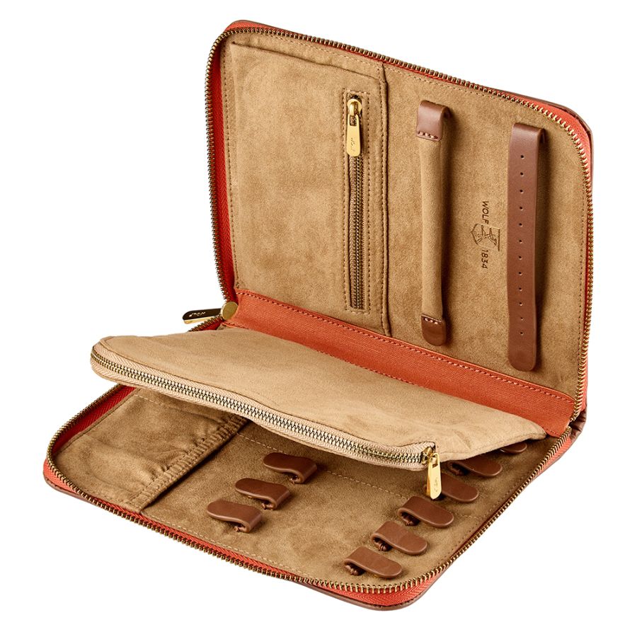 Wolf Ida Travel Zip Jewellery Portfolio Orange