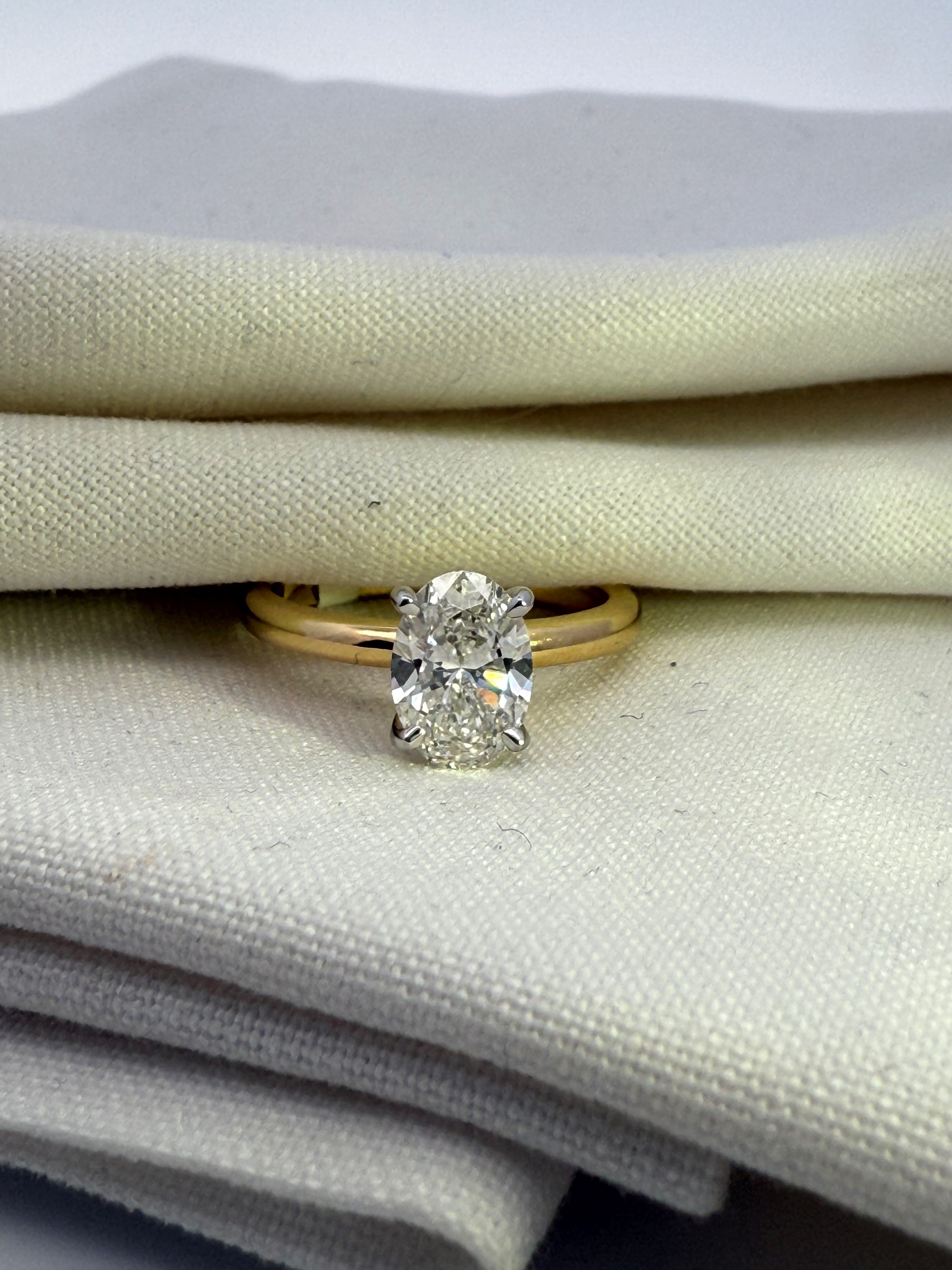 1.58ct Oval Cut Lab Diamond in 18ct Yellow & White Gold