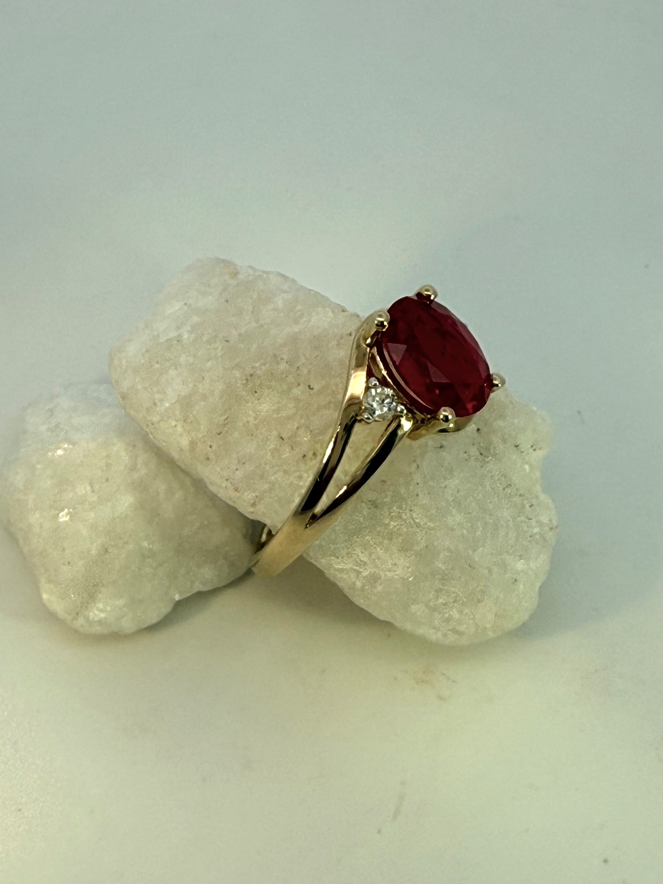Created Ruby & Natural Mined Diamond Dress Ring