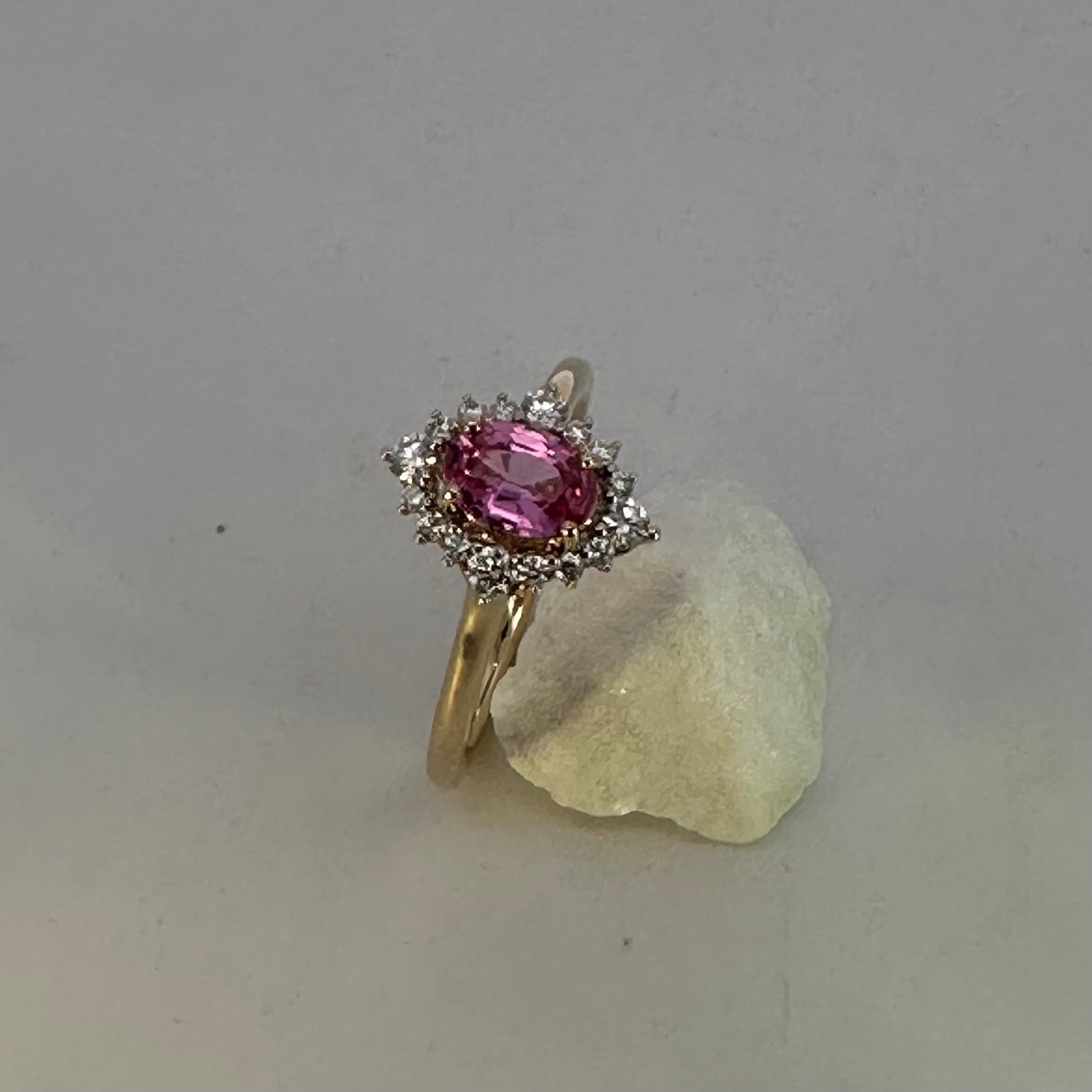Pink Sapphire and Natural Mined Diamond Cluster Dress Ring