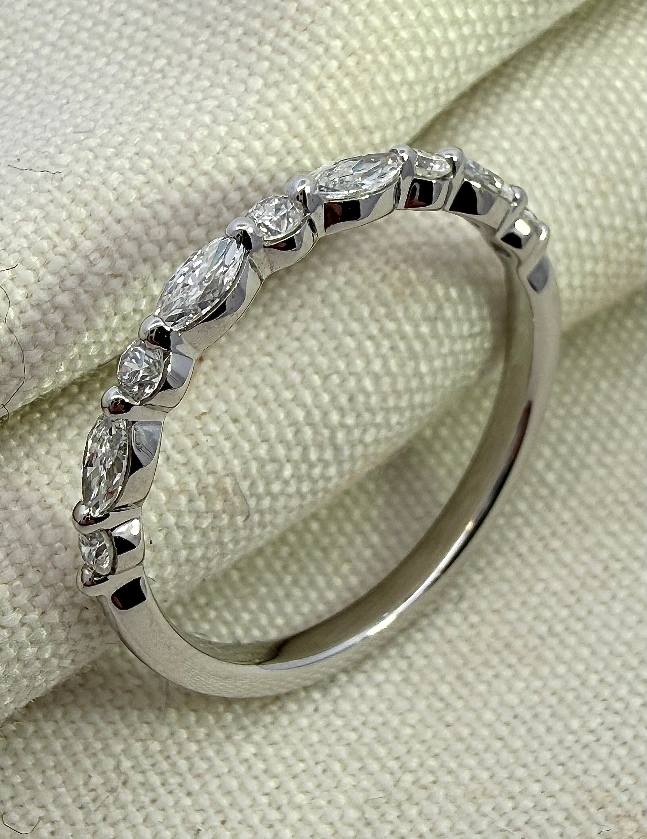 033ct Marquise & Round Brilliant Lab Diamond Ring in 18ct White Gold