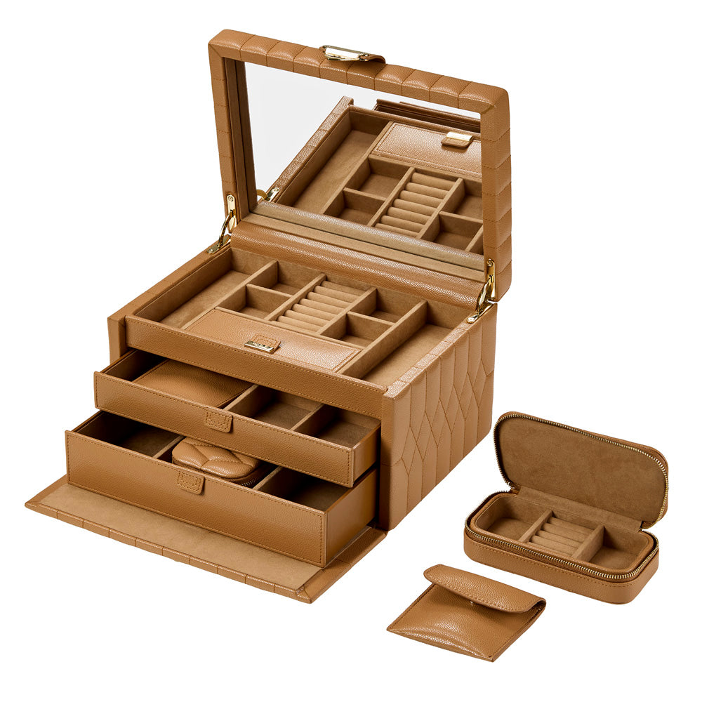 WOLF Lauren Medium Jewellery Box Caramel