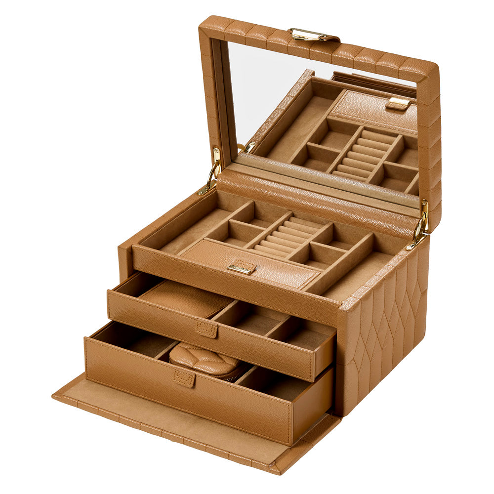 WOLF Lauren Medium Jewellery Box Caramel