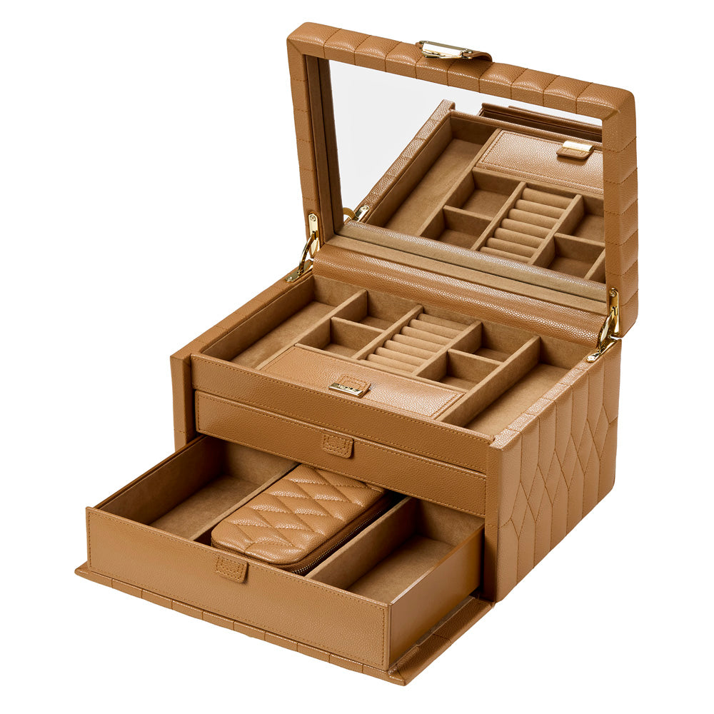 WOLF Lauren Medium Jewellery Box Caramel