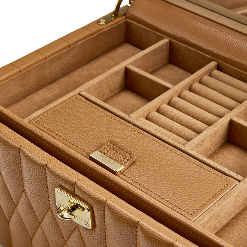 WOLF Lauren Medium Jewellery Box Caramel