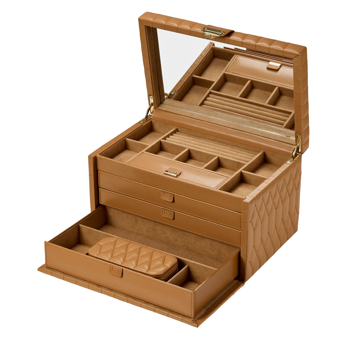 WOLF Lauren Large Jewellery Box Caramel