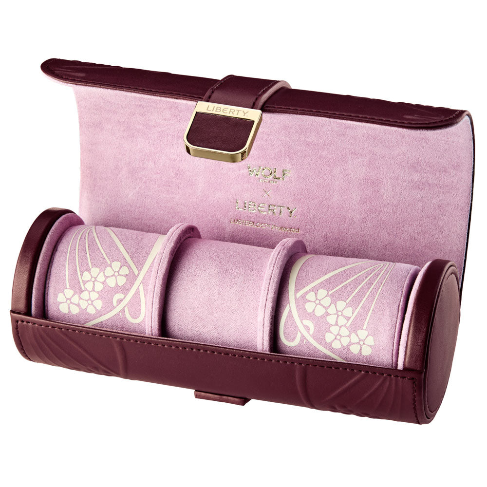 WOLF x Liberty Triple Watch Roll - Burgundy