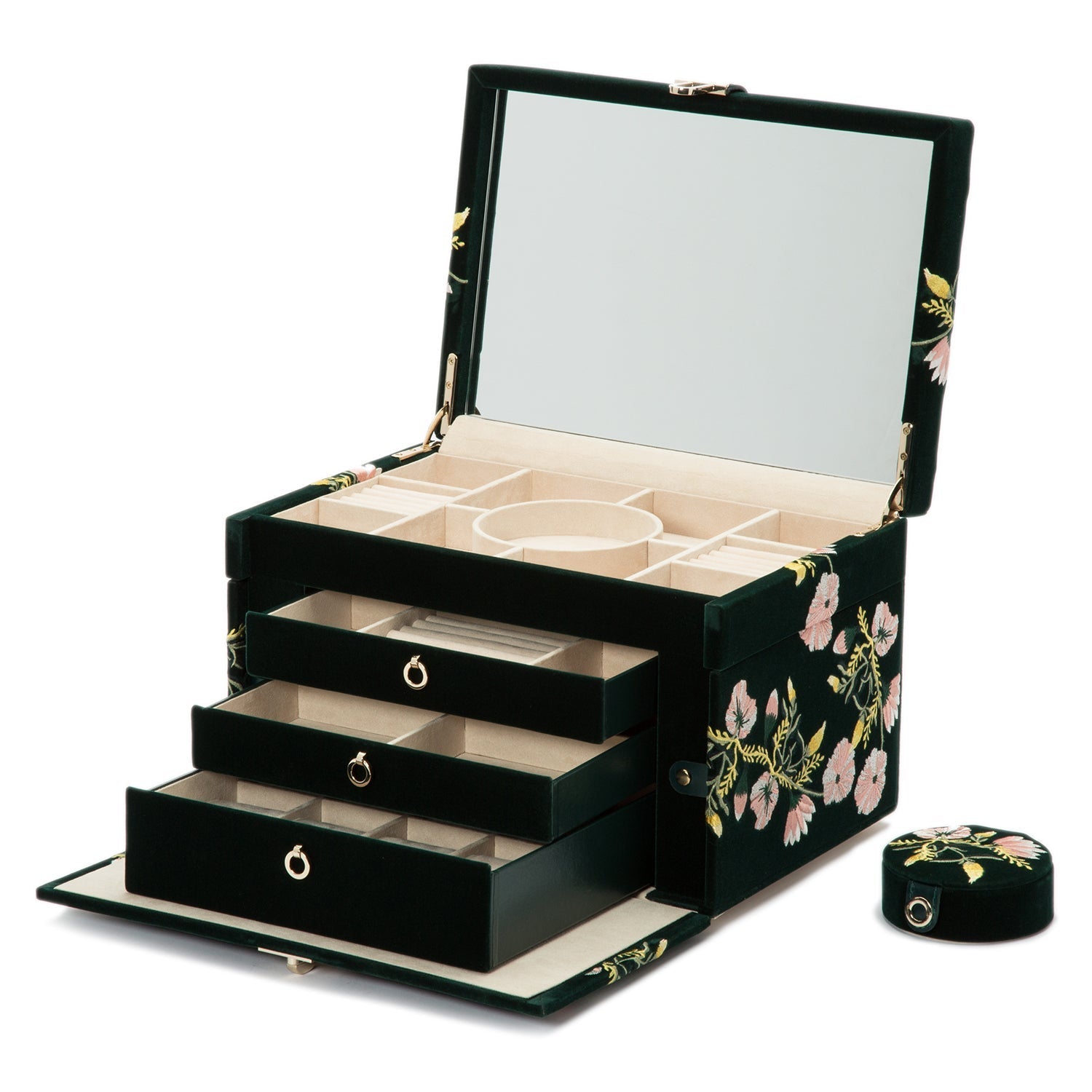 Wolf Zoe Large Jewellery Box Forest Green
