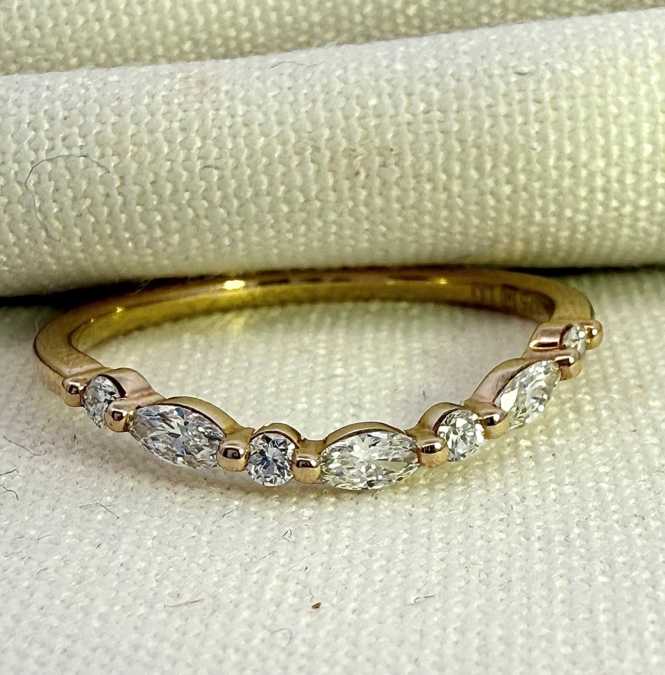 0.24ct Marquise & Round Cut Lab Grown Diamond Ring in 9ct Yellow Gold