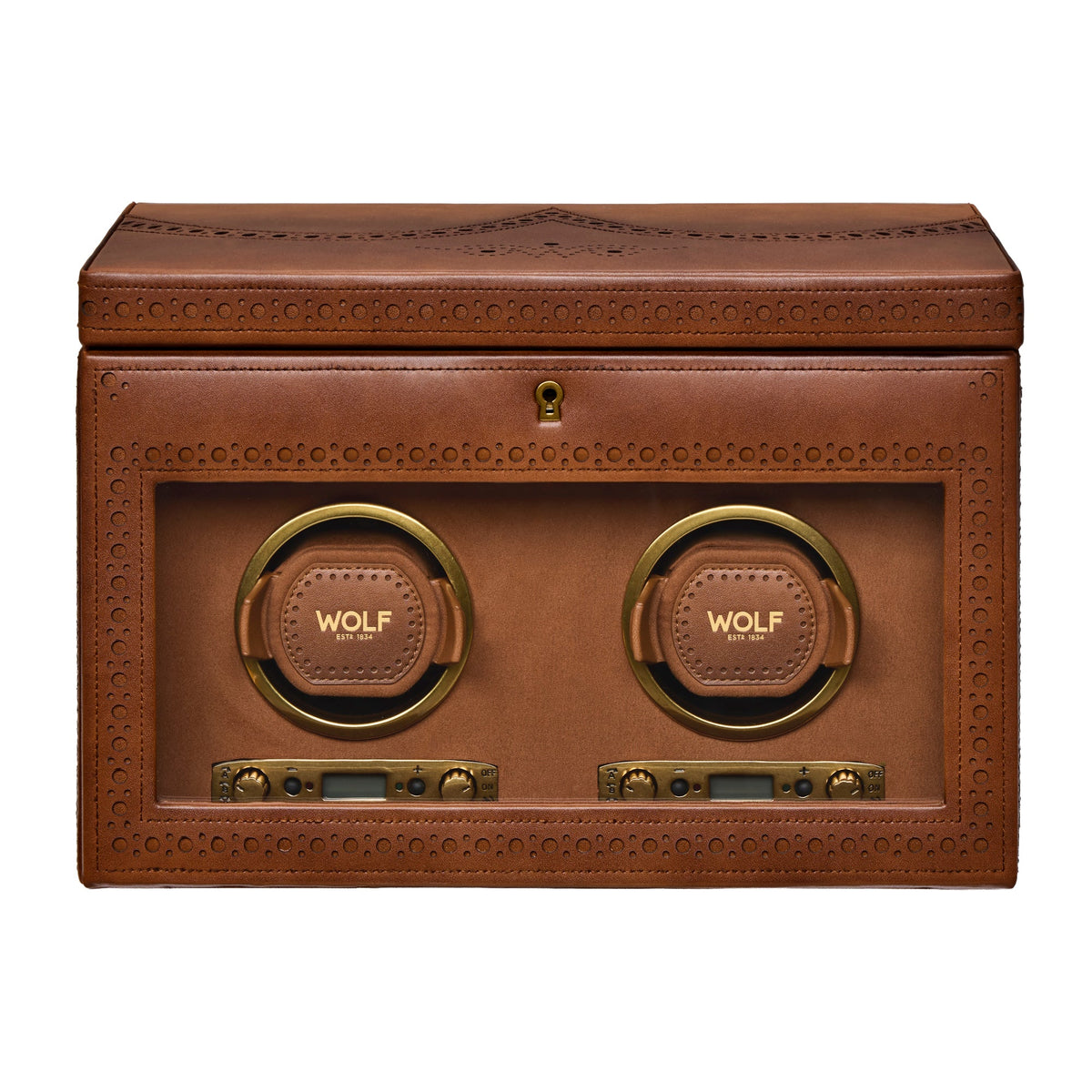 WOLF Brogue Double Watch Winder With Storage