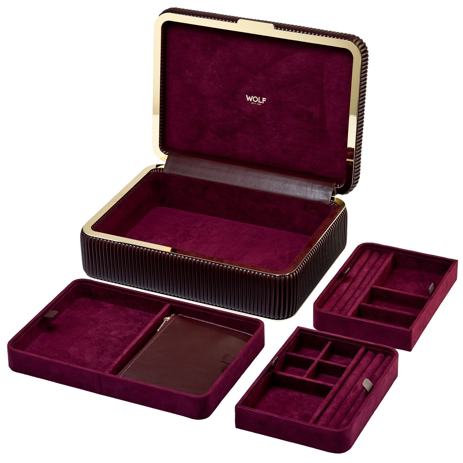 Wolf Bella Medium Jewellery Box Bordeaux