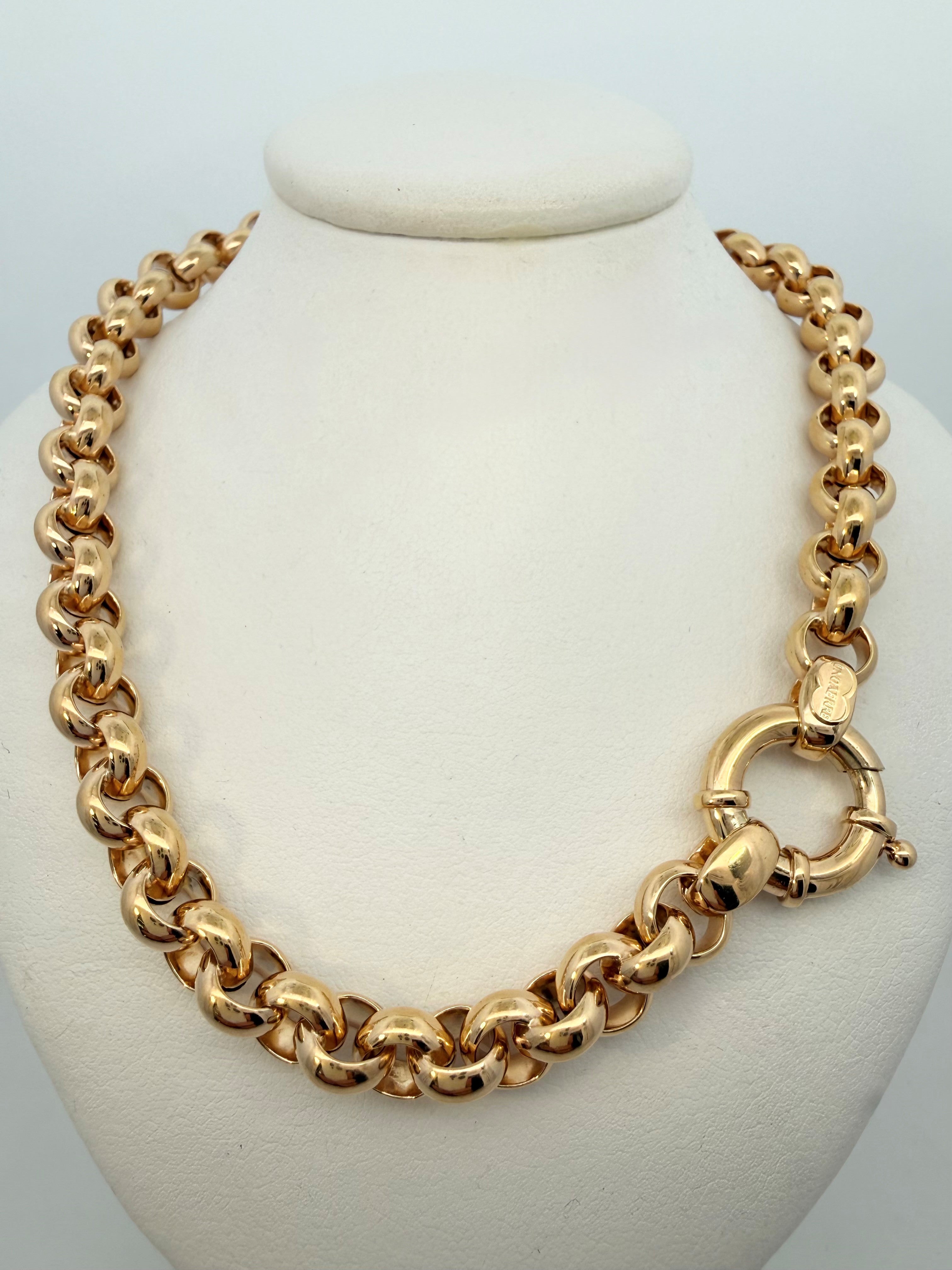 9ct Yellow Gold Chain Necklace in Belcher Link 50cm