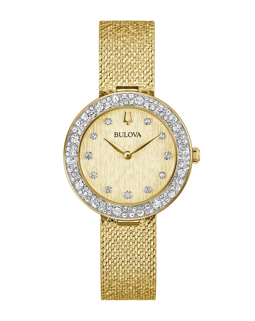 Bulova Ladies Champagne Crystal Gold Watch