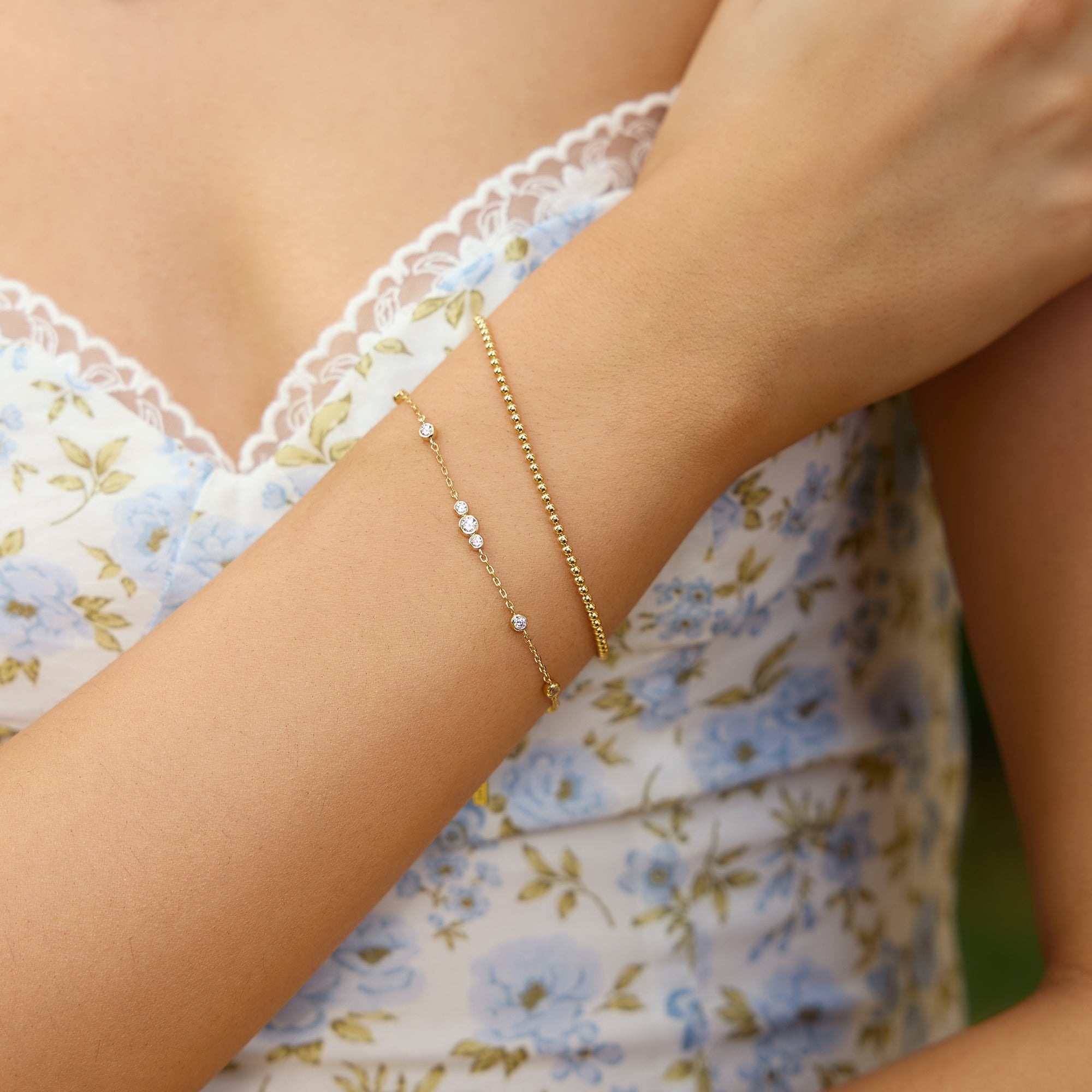 Ania Haie Gold Sparkling Bezel Cubic Zirconia Station Bracelet