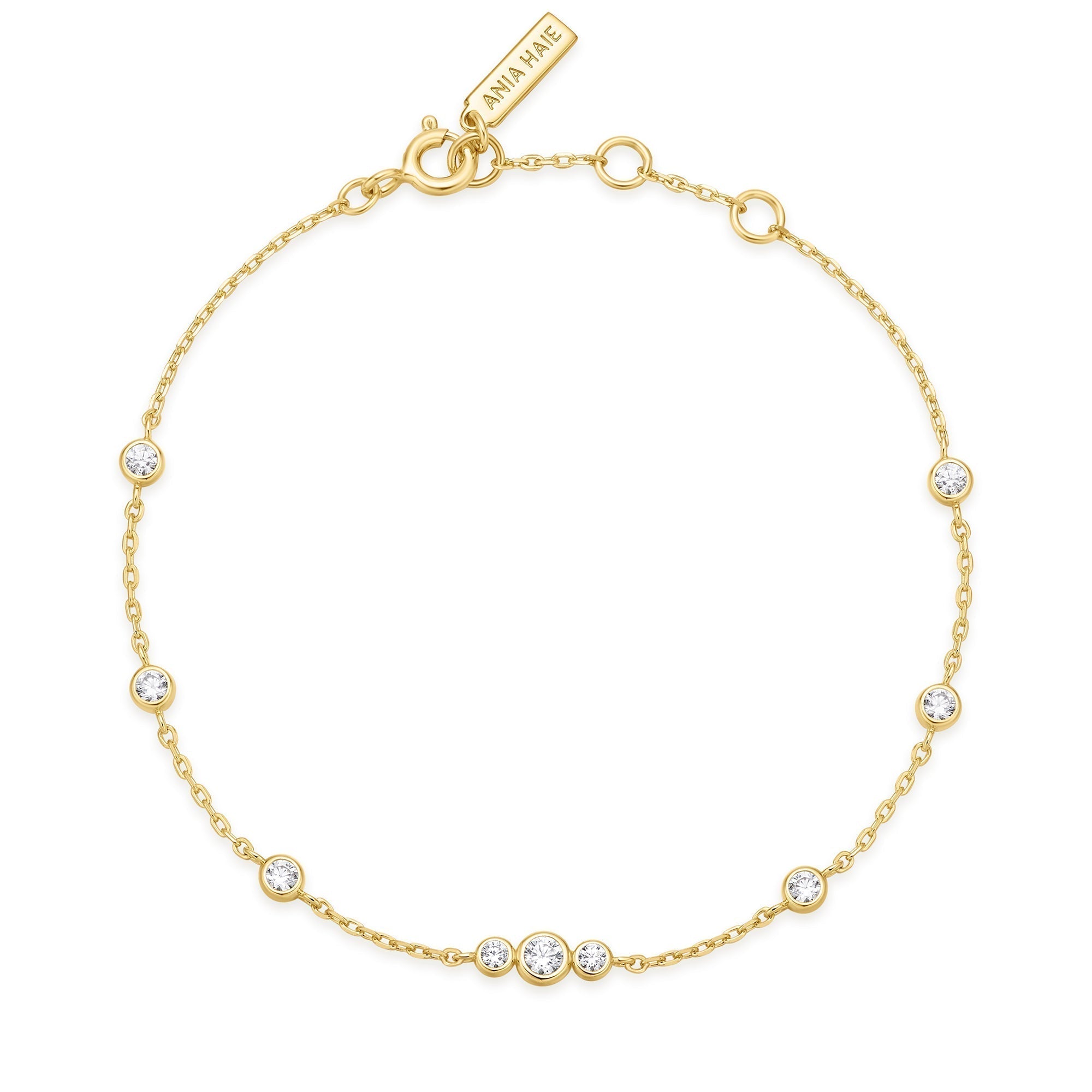 Ania Haie Gold Sparkling Bezel Cubic Zirconia Station Bracelet