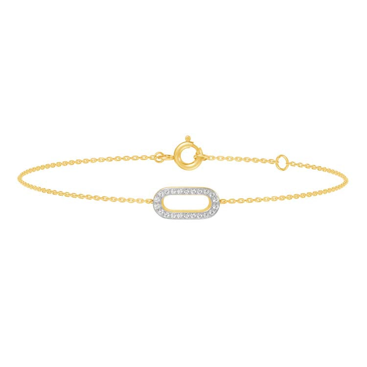 0.07ct Diamond Open Oval Bracelet in 9ct Yellow Gold