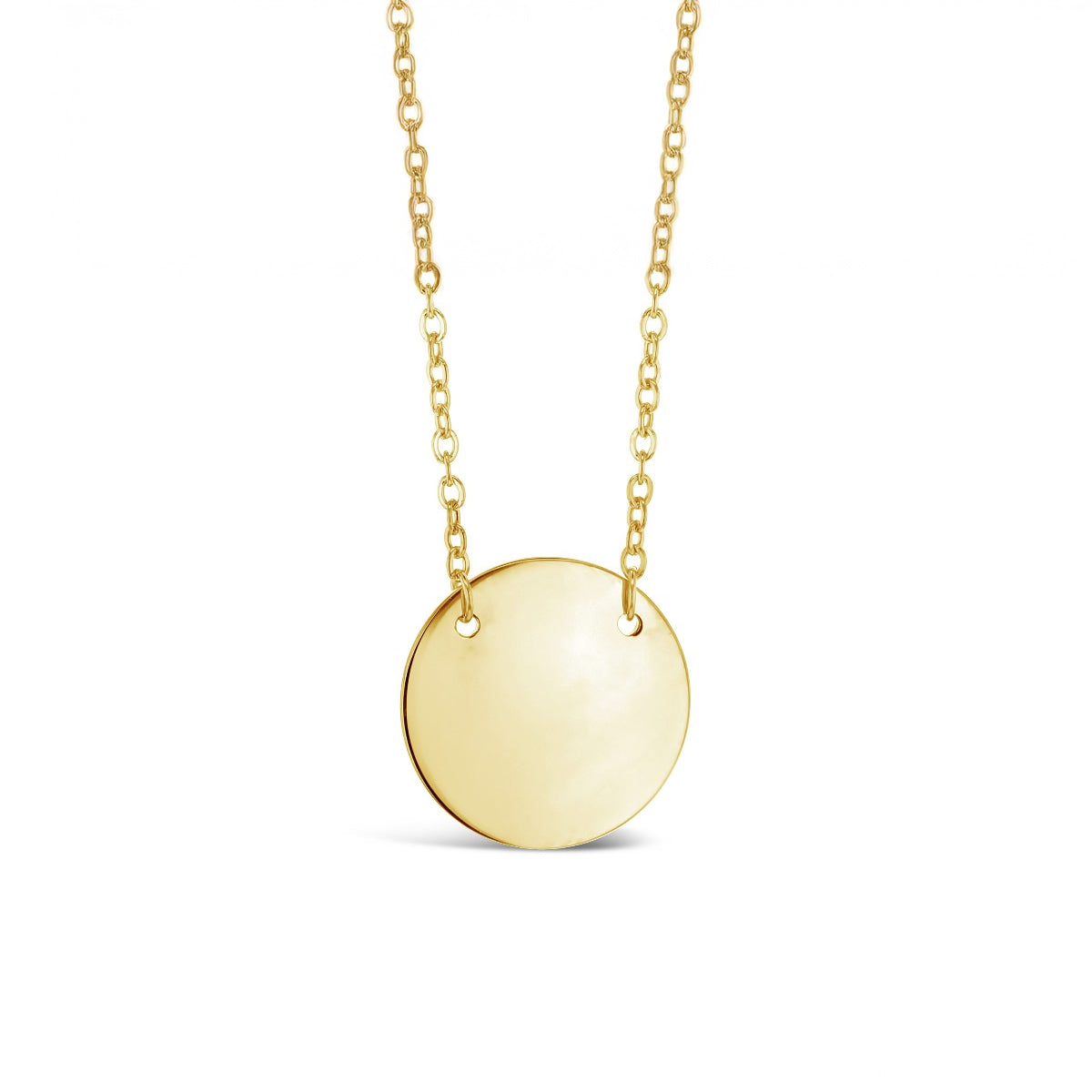 9ct Yellow Gold 15mm Flat Disc Pendant on Chain