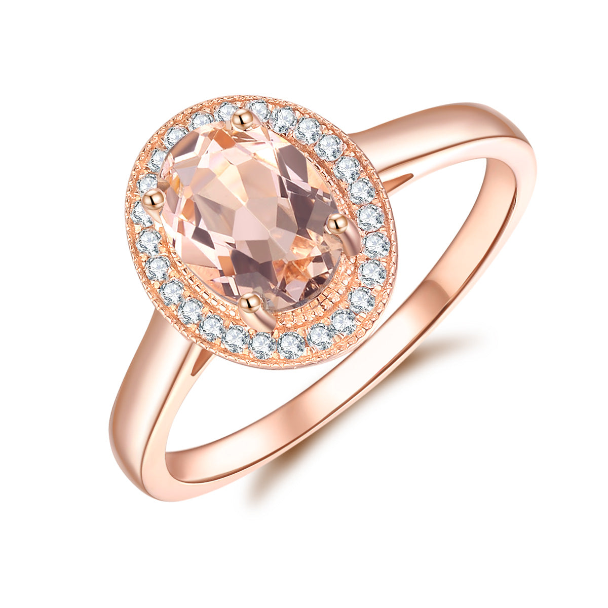9ct Rose Gold Morganite & Diamond Ring